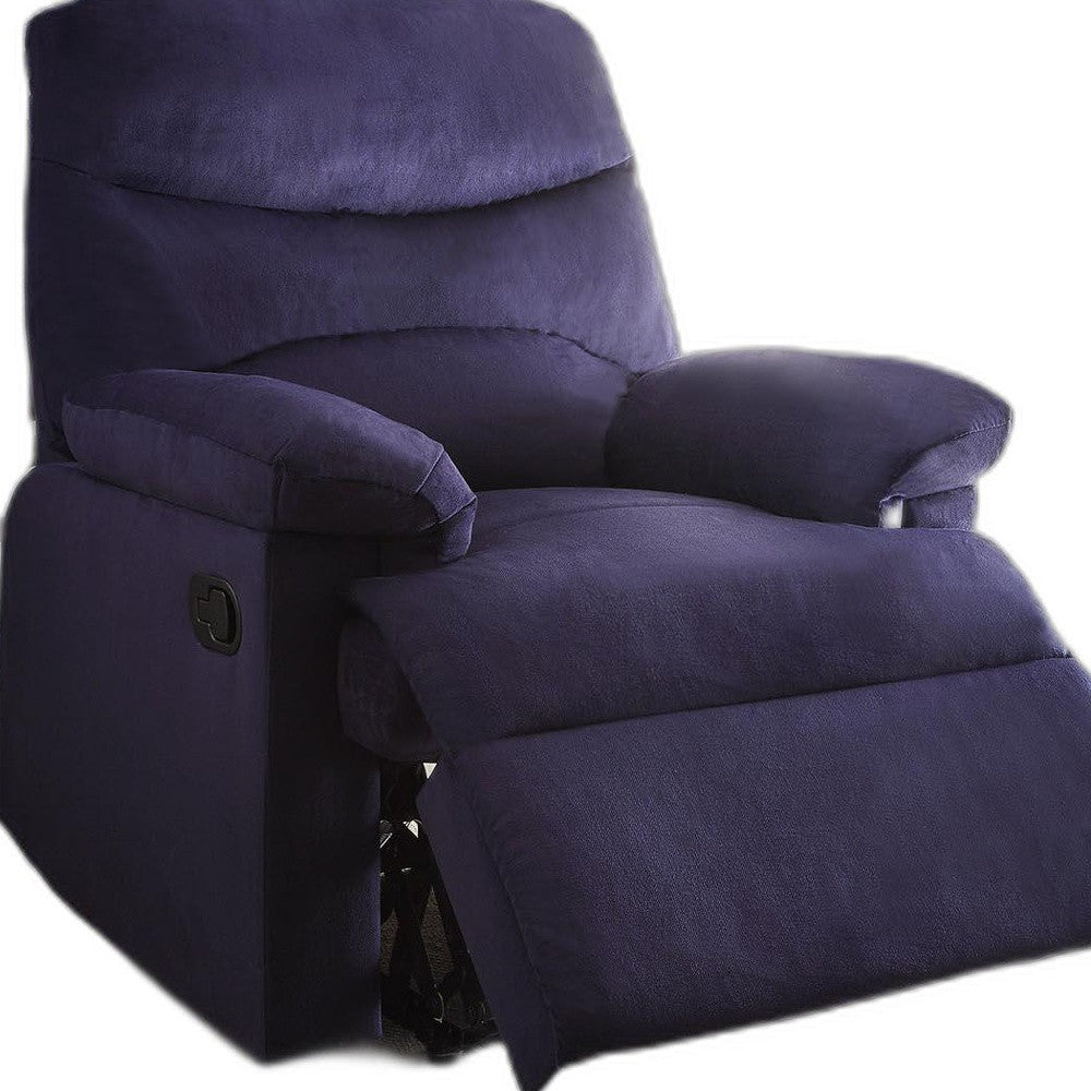 35" Blue Velvet Manual Recliner-Recliners-DECOROLALA