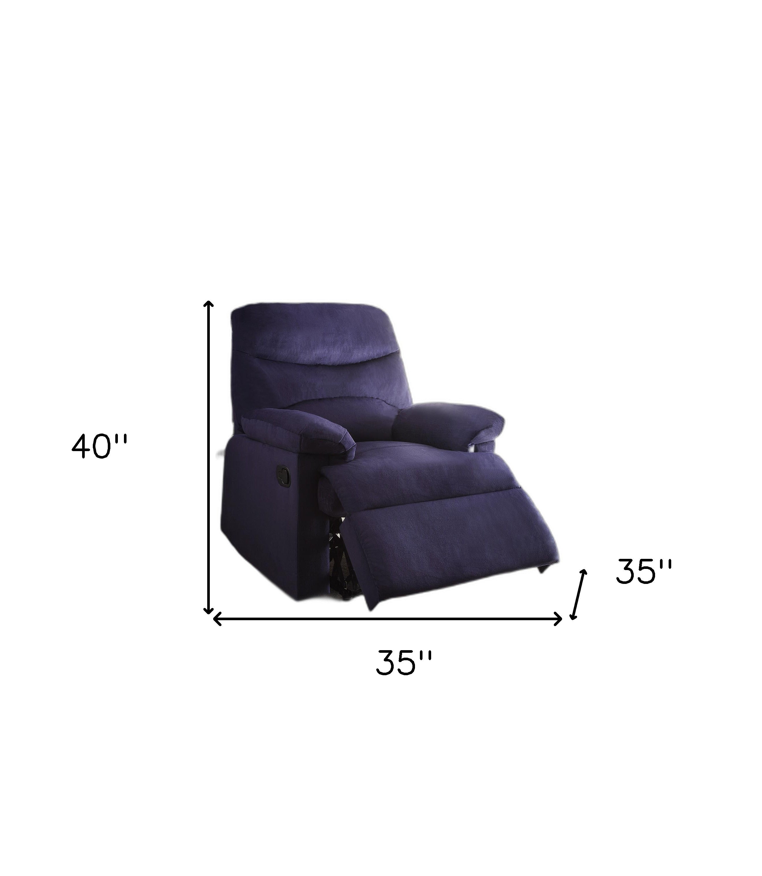 35" Blue Velvet Manual Recliner-Recliners-DECOROLALA