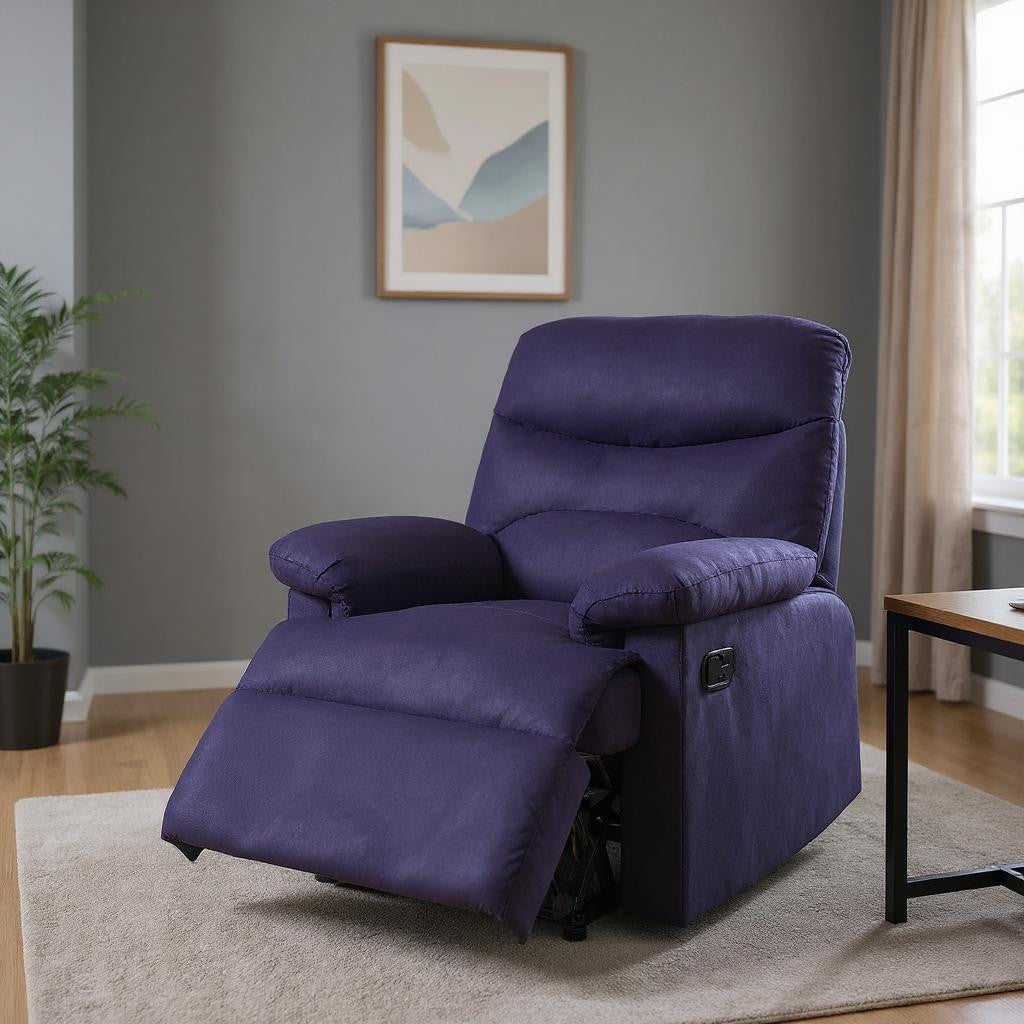 35" Blue Velvet Manual Recliner-Recliners-DECOROLALA