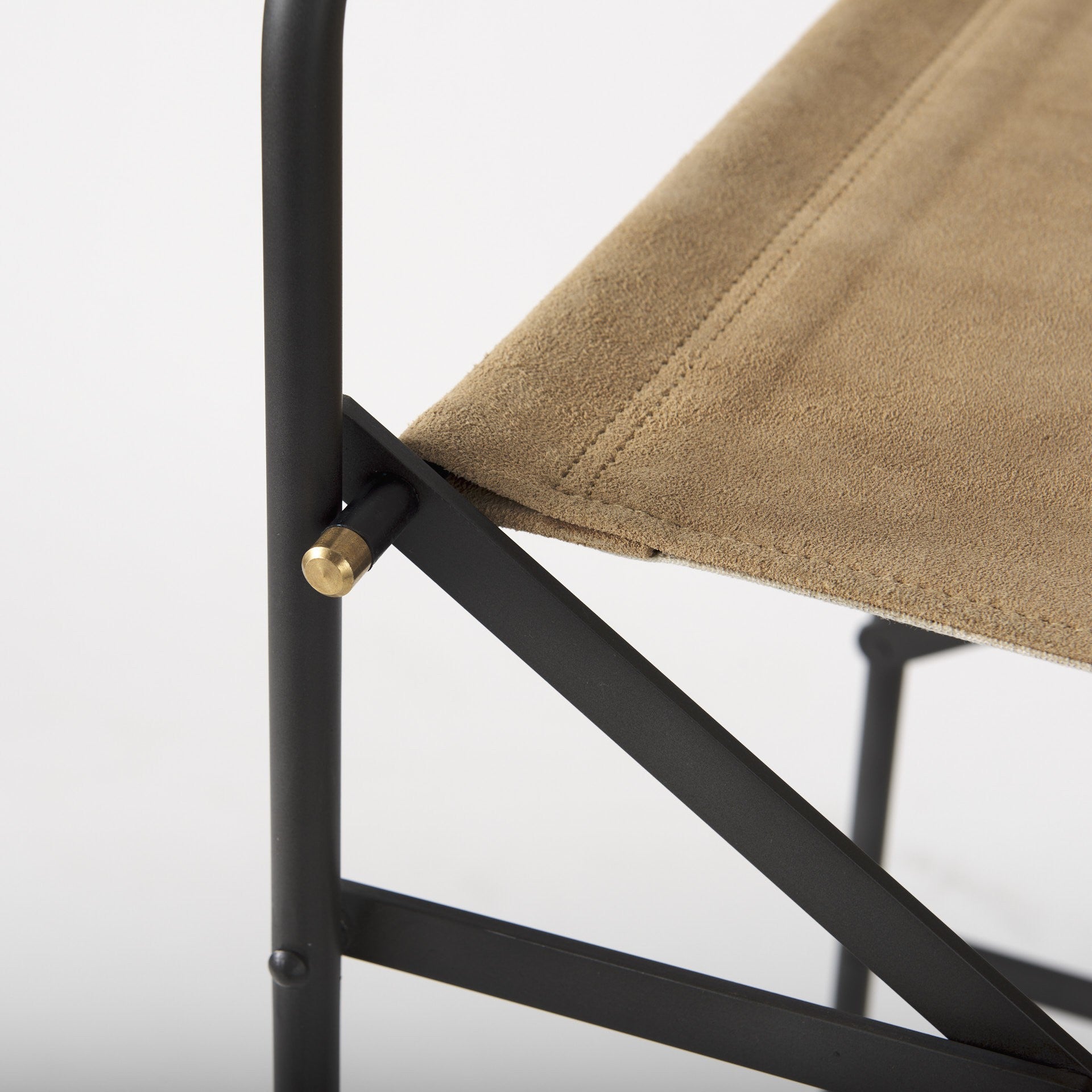 35" Brown And Black Leather And Iron Bar Chair-Bar Chairs-DECOROLALA