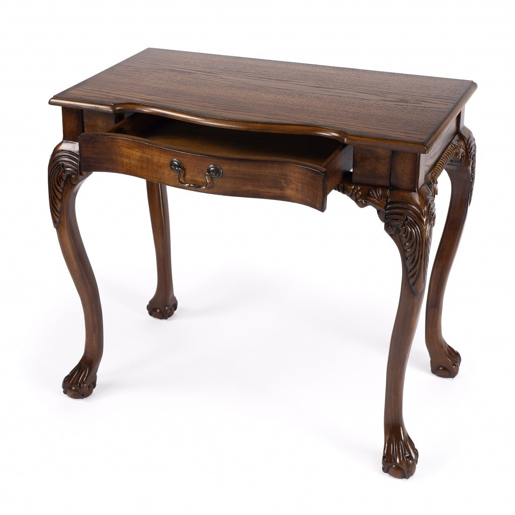 35" Brown Solid Wood Writing Desk-Desks-DECOROLALA