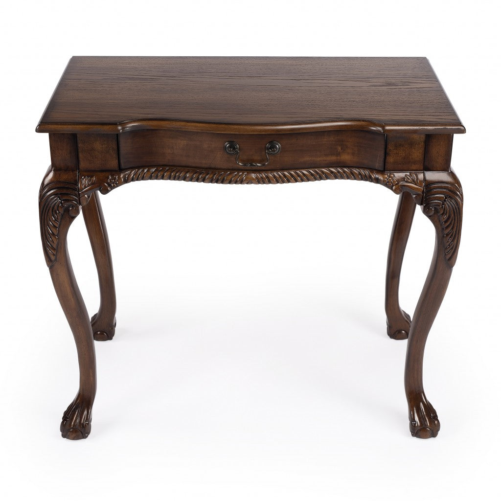 35" Brown Solid Wood Writing Desk-Desks-DECOROLALA