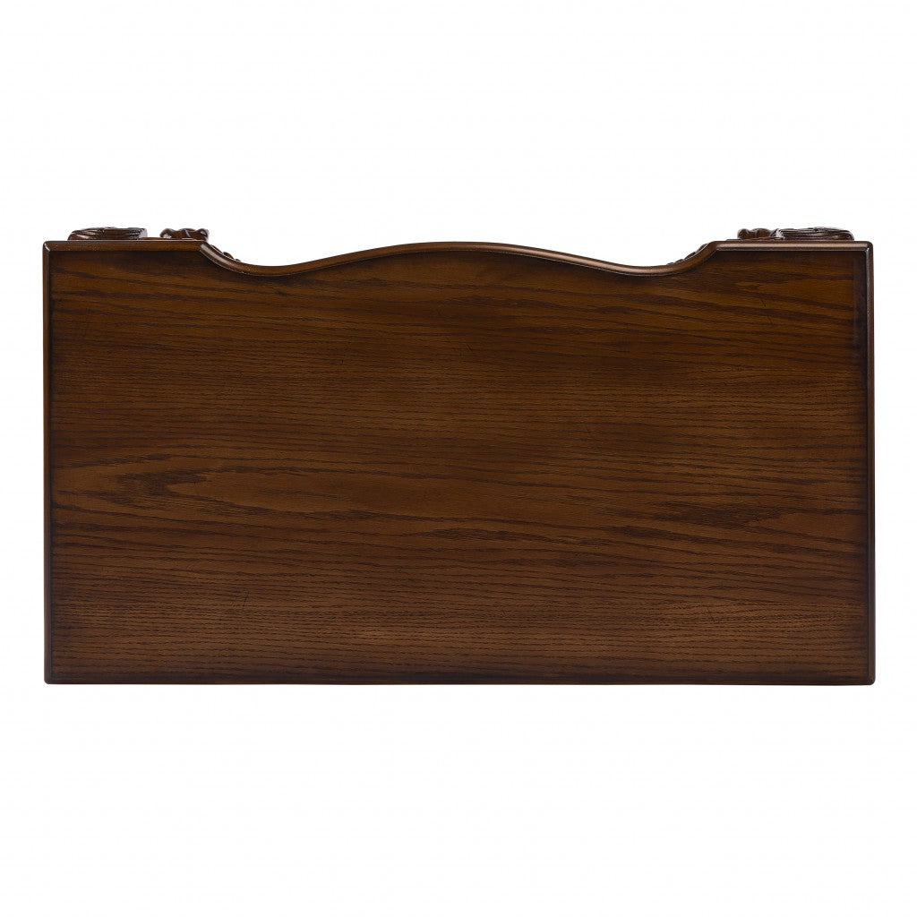 35" Brown Solid Wood Writing Desk-Desks-DECOROLALA