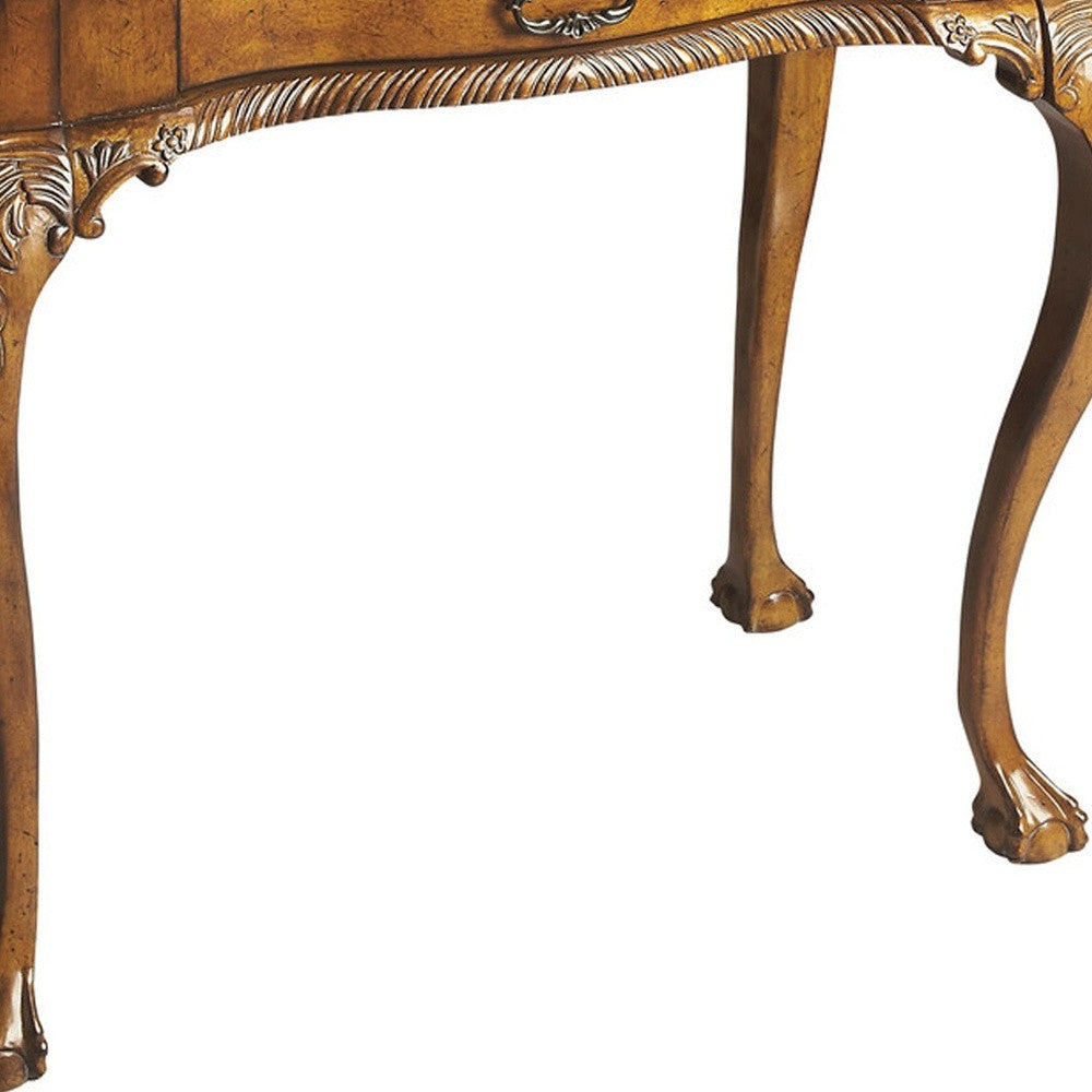 35" Brown Solid Wood Writing Desk-Desks-DECOROLALA