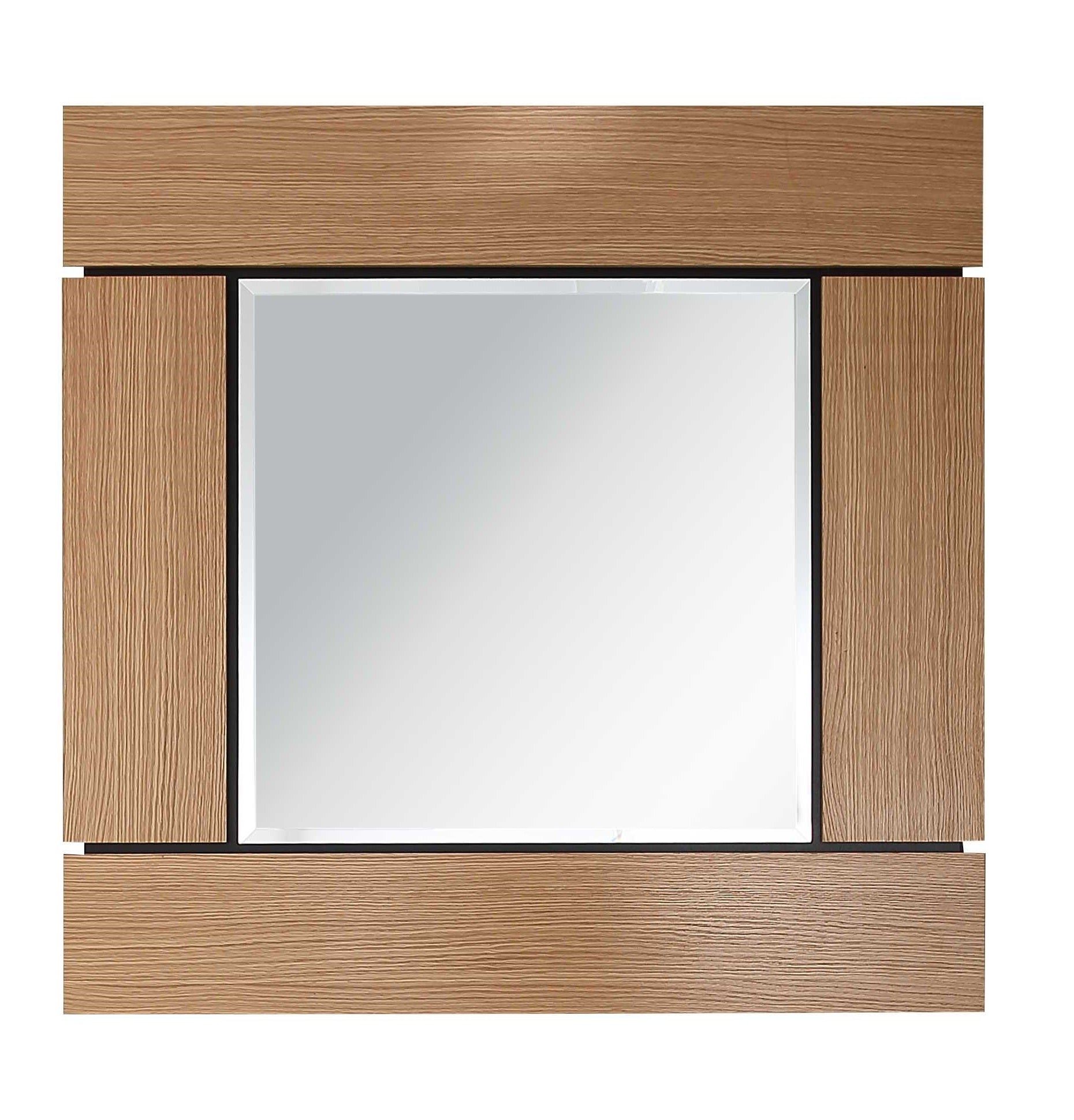 35" Brown Square Accent Wood Mirror-Mirrors-DECOROLALA