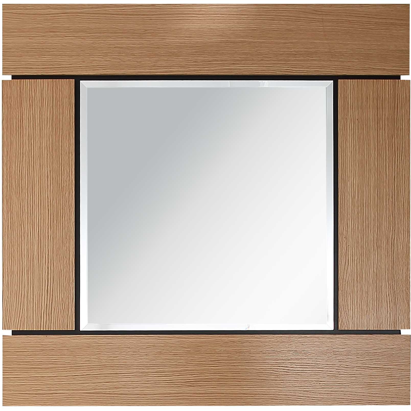 35" Brown Square Accent Wood Mirror-Mirrors-DECOROLALA