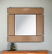35" Brown Square Accent Wood Mirror-Mirrors-DECOROLALA