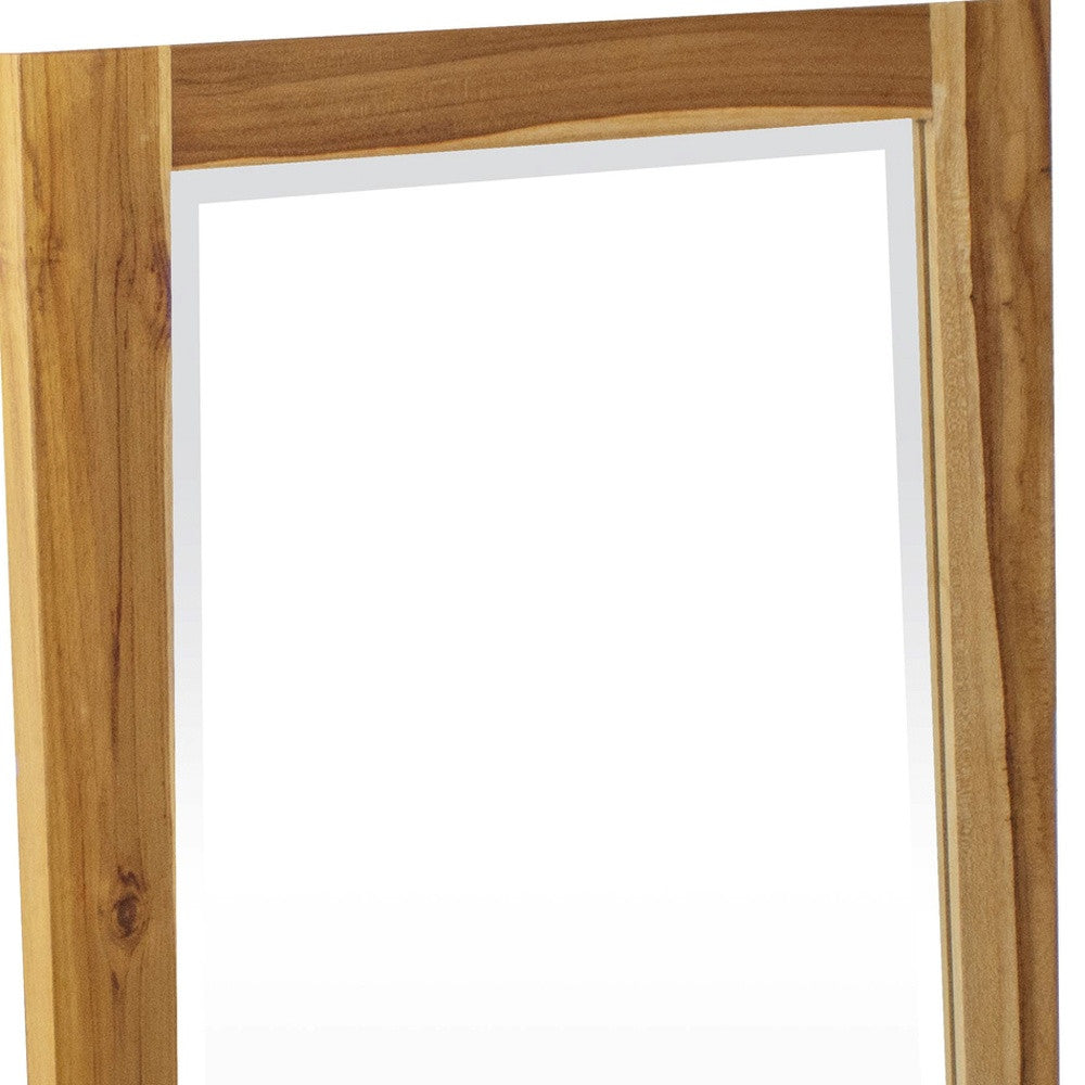 35" Brown Wood Accent Mirror-Mirrors-DECOROLALA