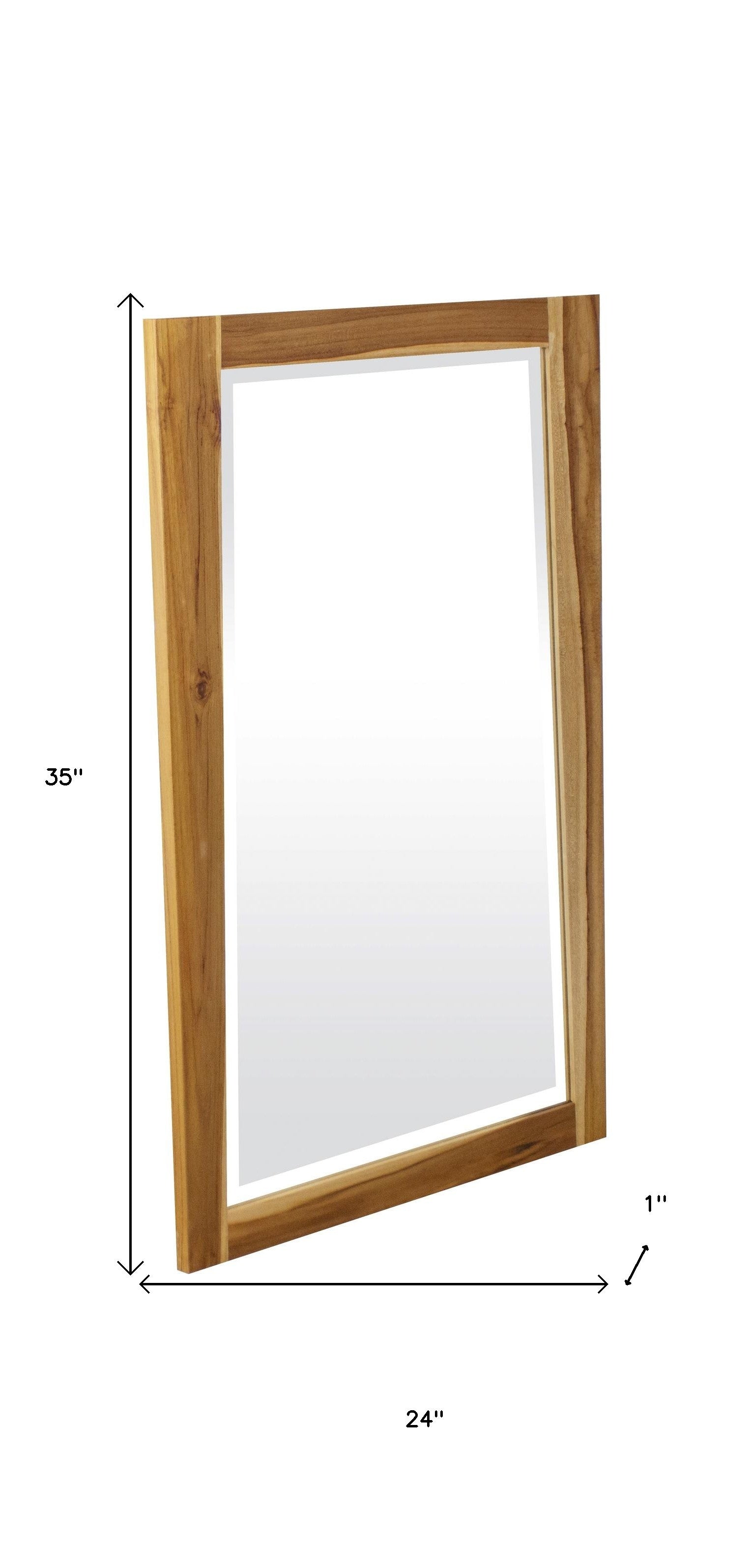 35" Brown Wood Accent Mirror-Mirrors-DECOROLALA
