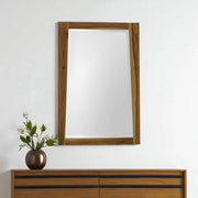 35" Brown Wood Accent Mirror-Mirrors-DECOROLALA