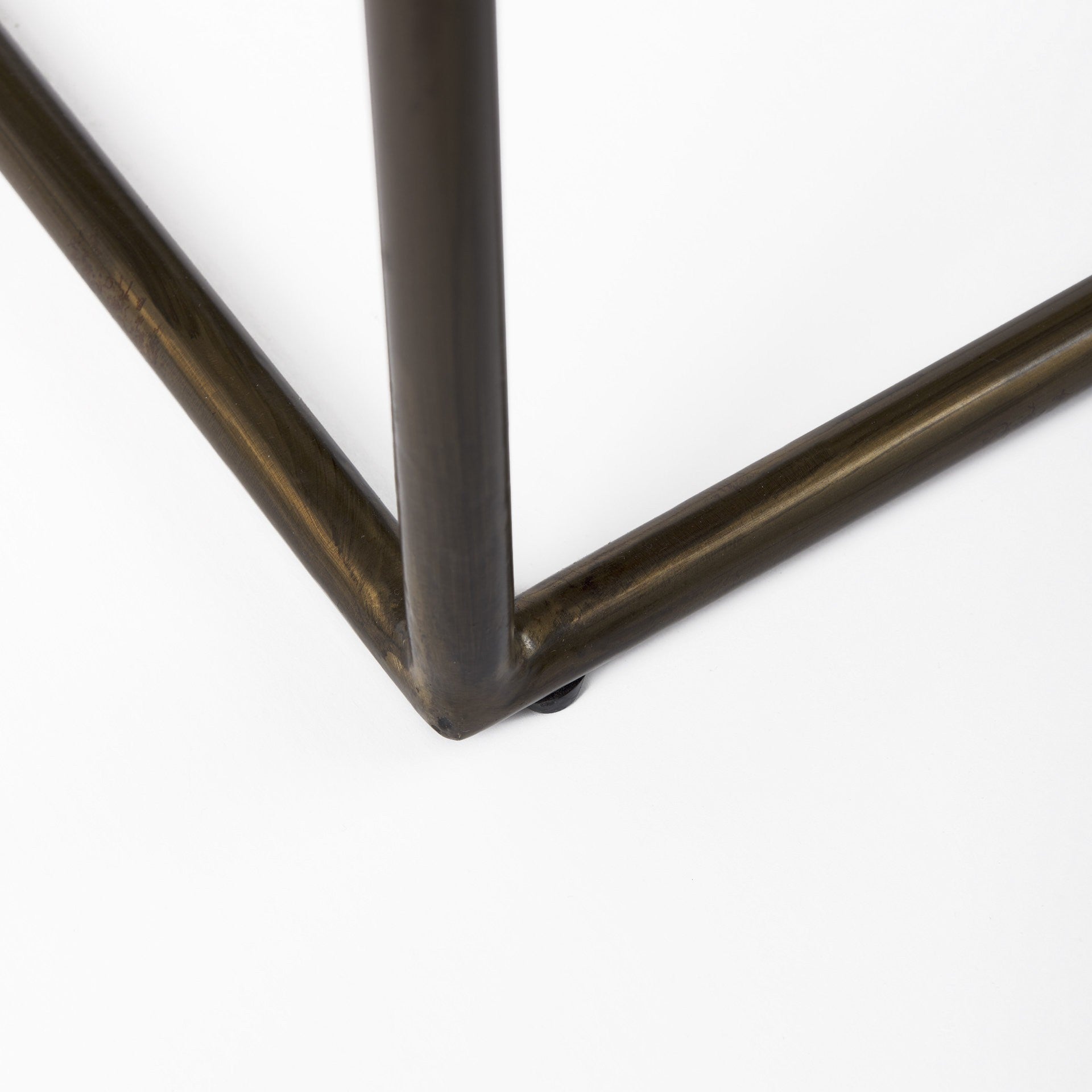 35" Brown and Black Leather and Iron Backless Counter Height Bar Chair-Bar Chairs-DECOROLALA