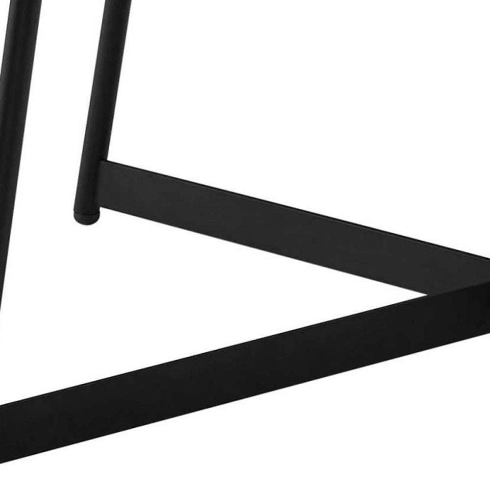 35" Brown and Black Wood And Metal Round Frame Coffee Table-Coffee Tables-DECOROLALA