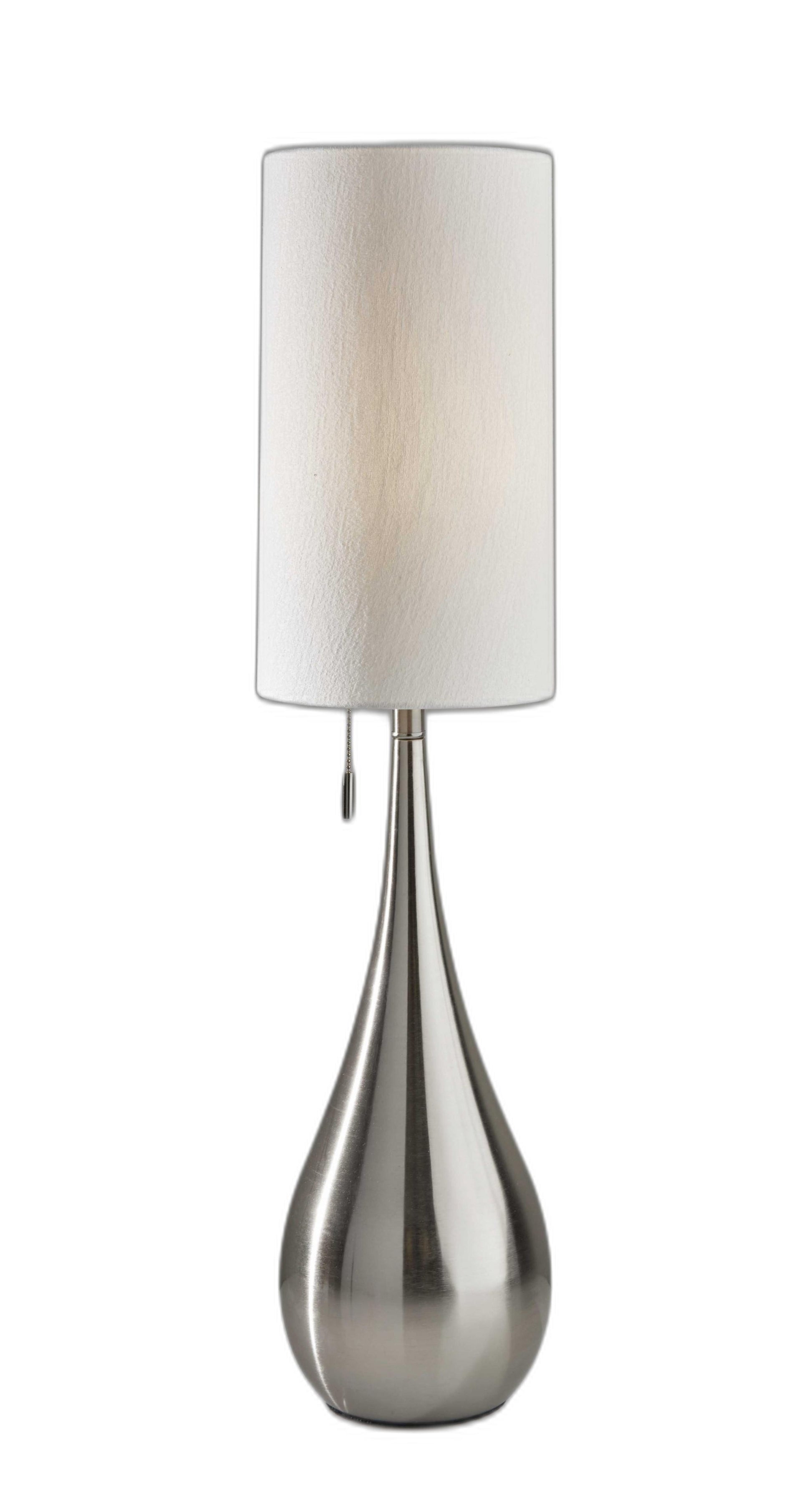 35" Brushed Steel Metal Teardrop Table Lamp-Table Lamps-DECOROLALA