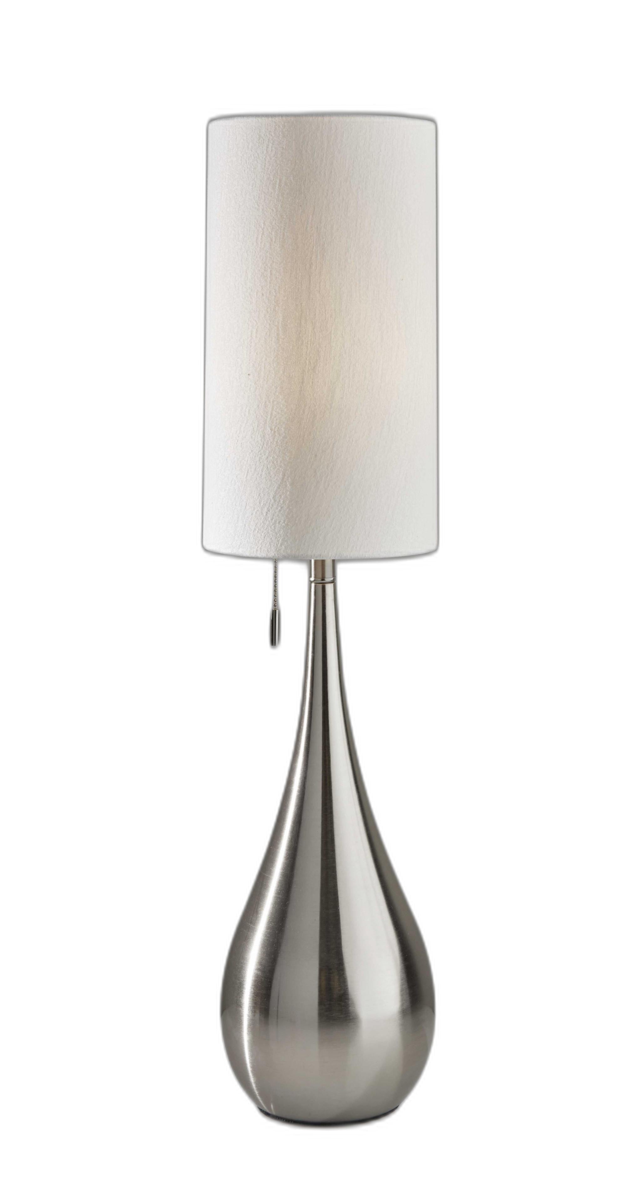35" Brushed Steel Metal Teardrop Table Lamp-Table Lamps-DECOROLALA