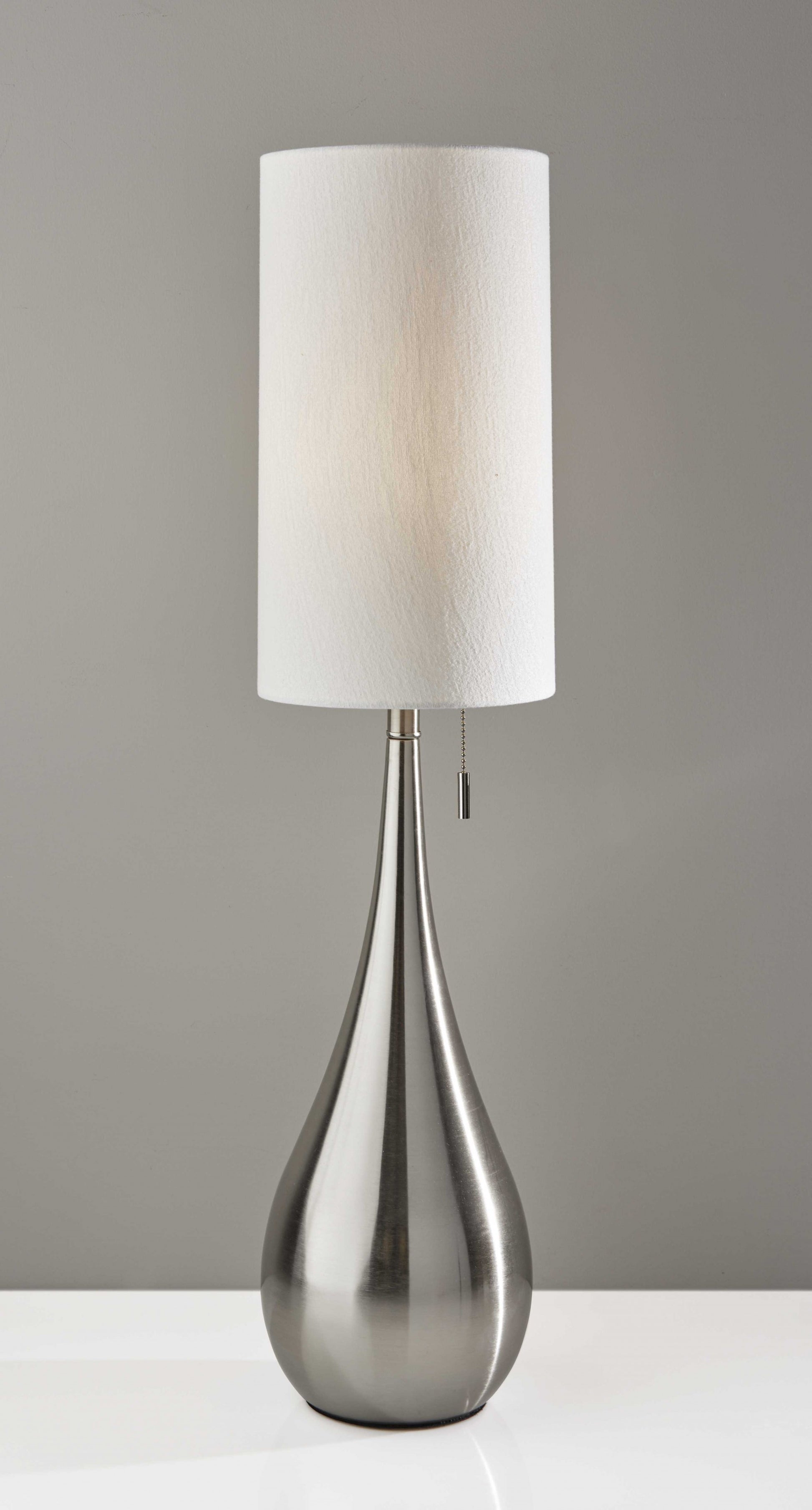 35" Brushed Steel Metal Teardrop Table Lamp-Table Lamps-DECOROLALA