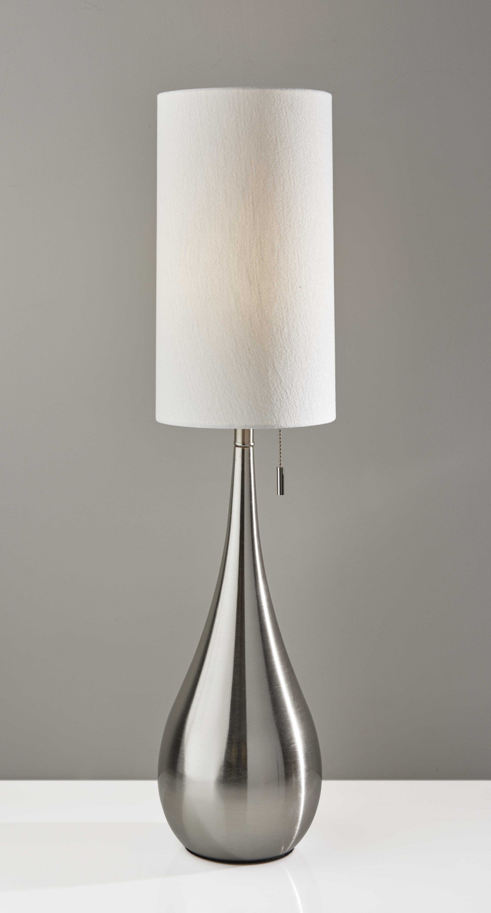 35" Brushed Steel Metal Teardrop Table Lamp-Table Lamps-DECOROLALA