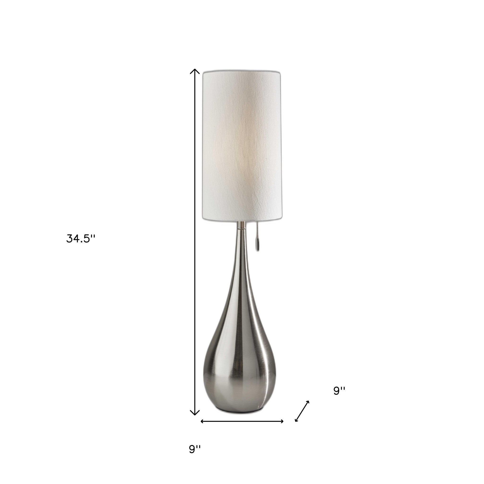 35" Brushed Steel Metal Teardrop Table Lamp-Table Lamps-DECOROLALA