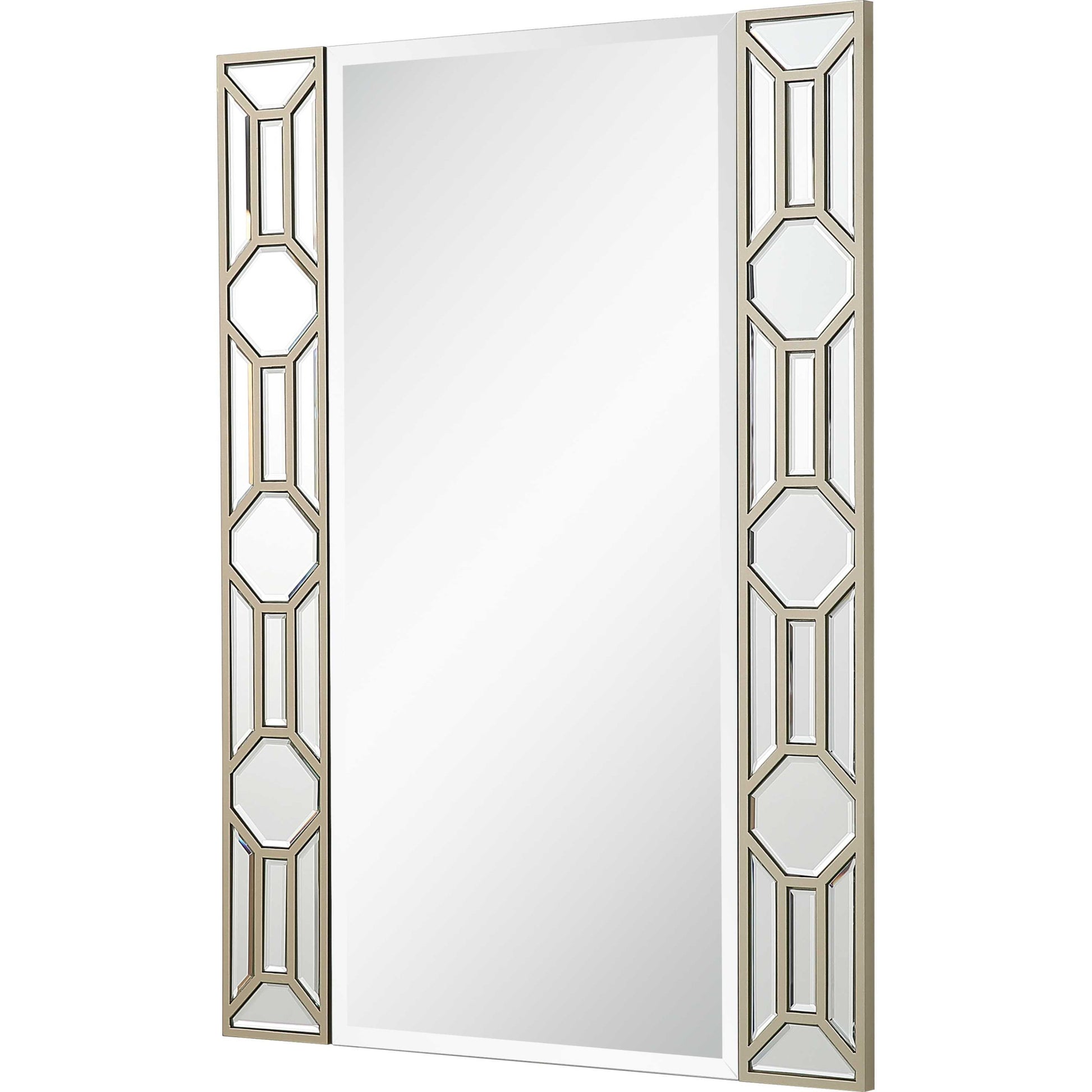 35" Champagne Accent Wood Framed Mirror-Mirrors-DECOROLALA