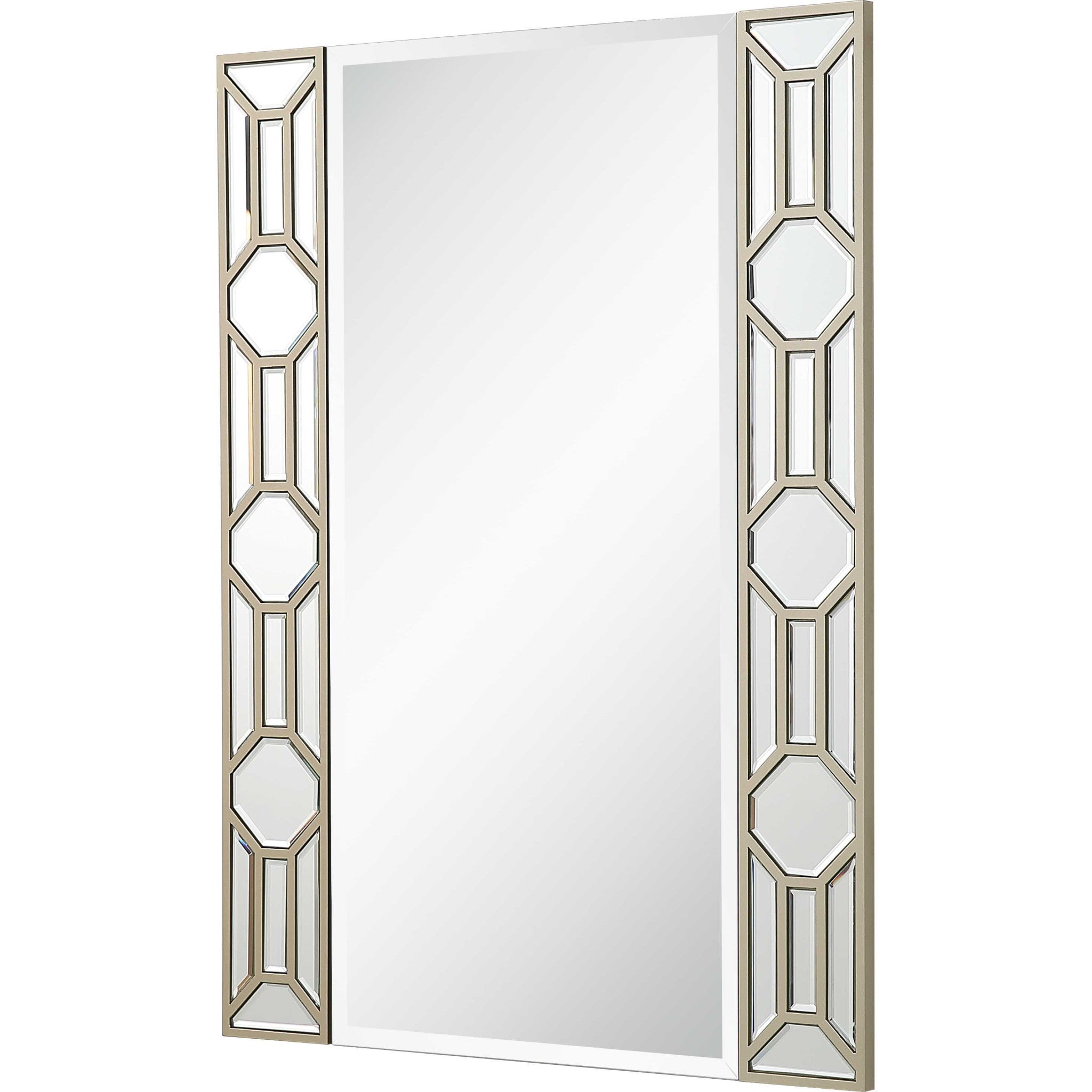 35" Champagne Accent Wood Framed Mirror-Mirrors-DECOROLALA