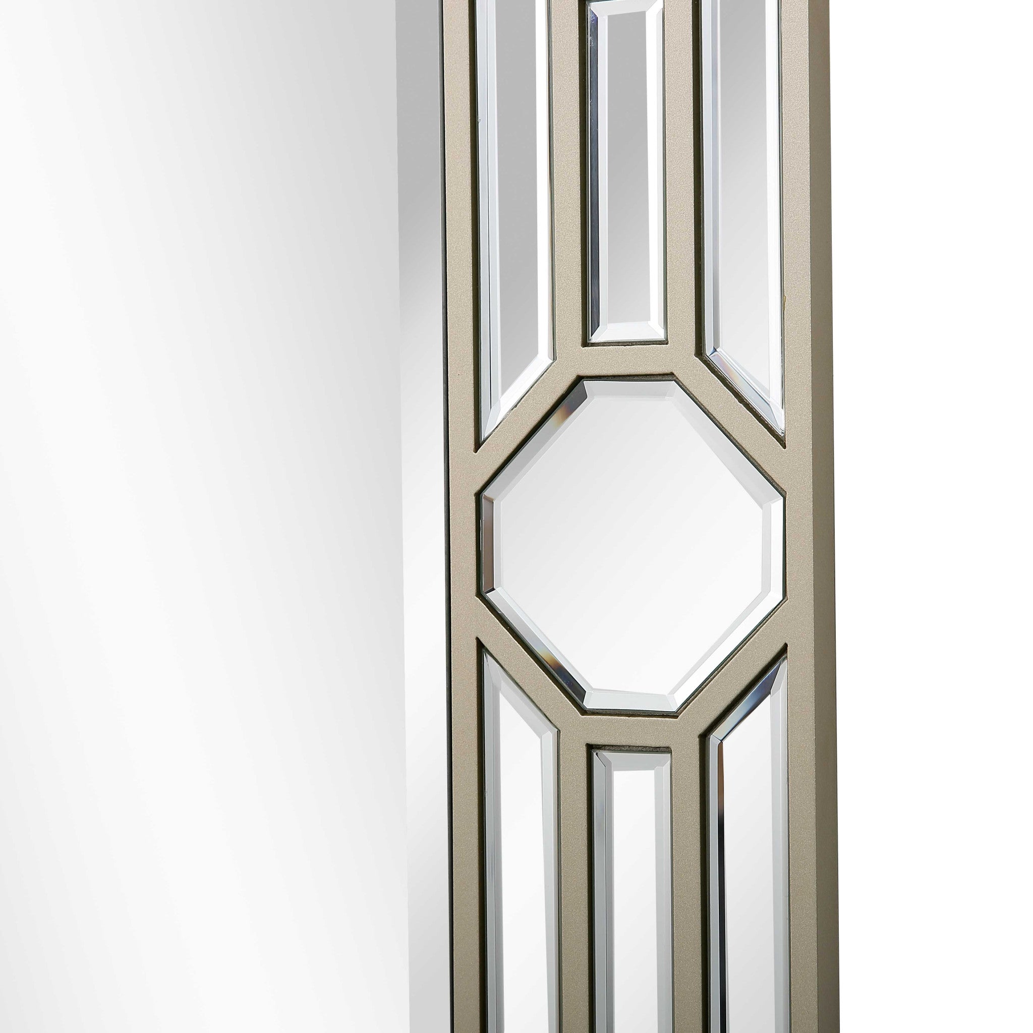 35" Champagne Accent Wood Framed Mirror-Mirrors-DECOROLALA