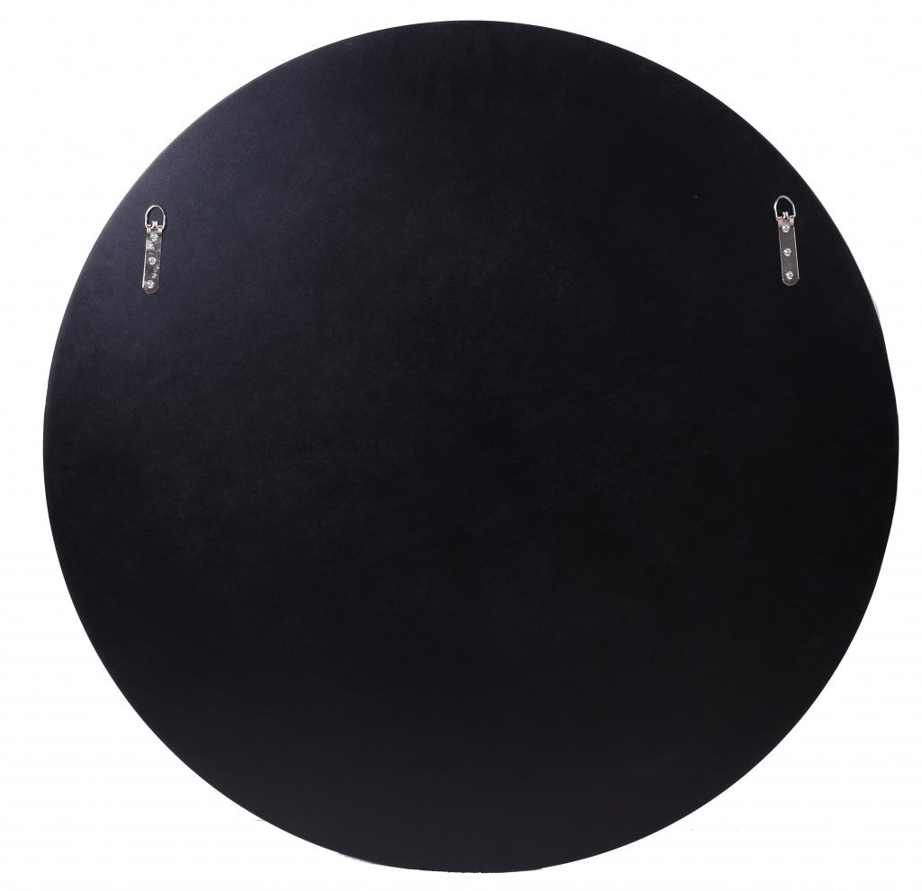 35" Clear Round Glass Framed Accent Mirror-Mirrors-DECOROLALA