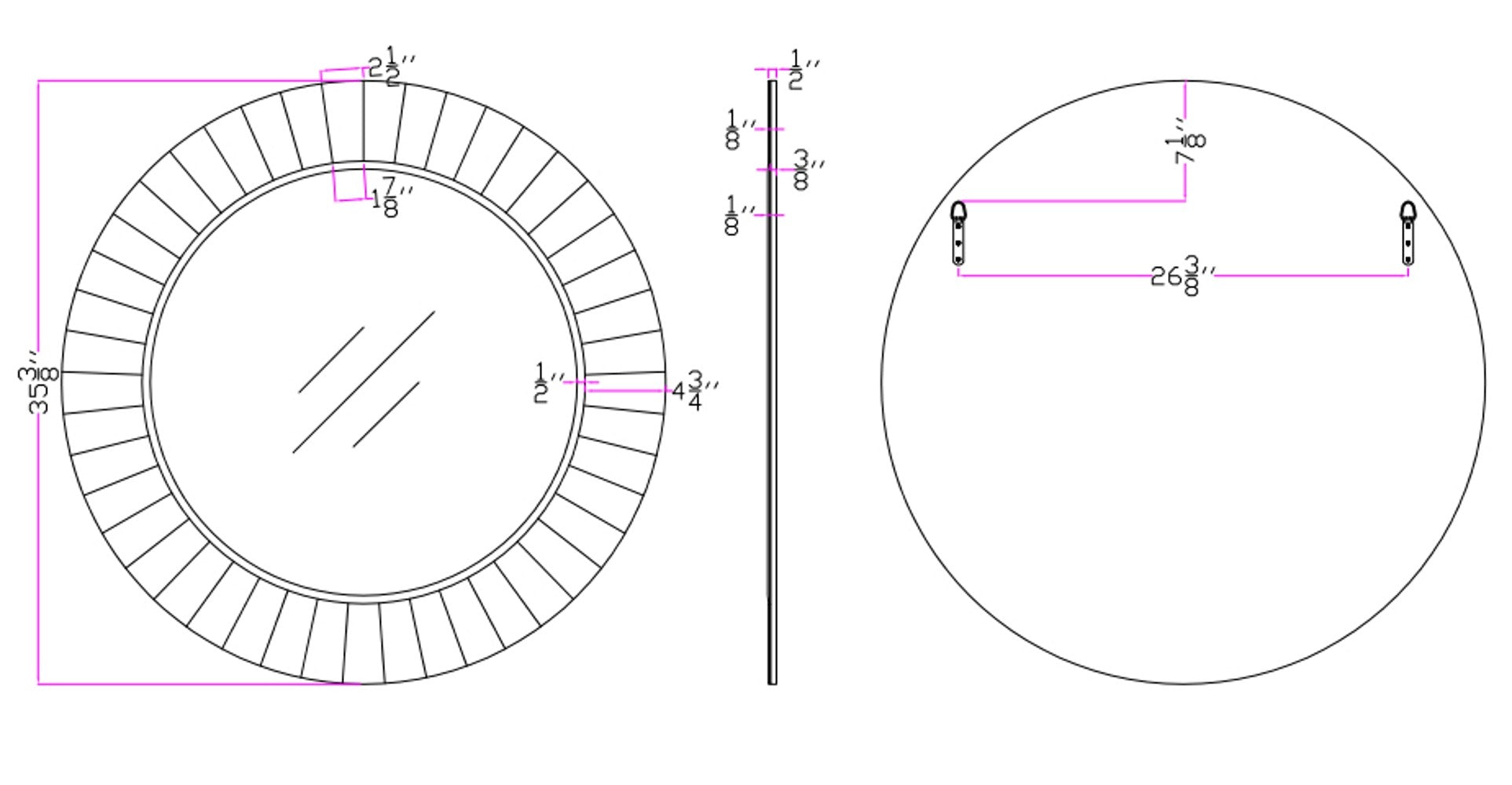 35" Clear Round Glass Framed Accent Mirror-Mirrors-DECOROLALA