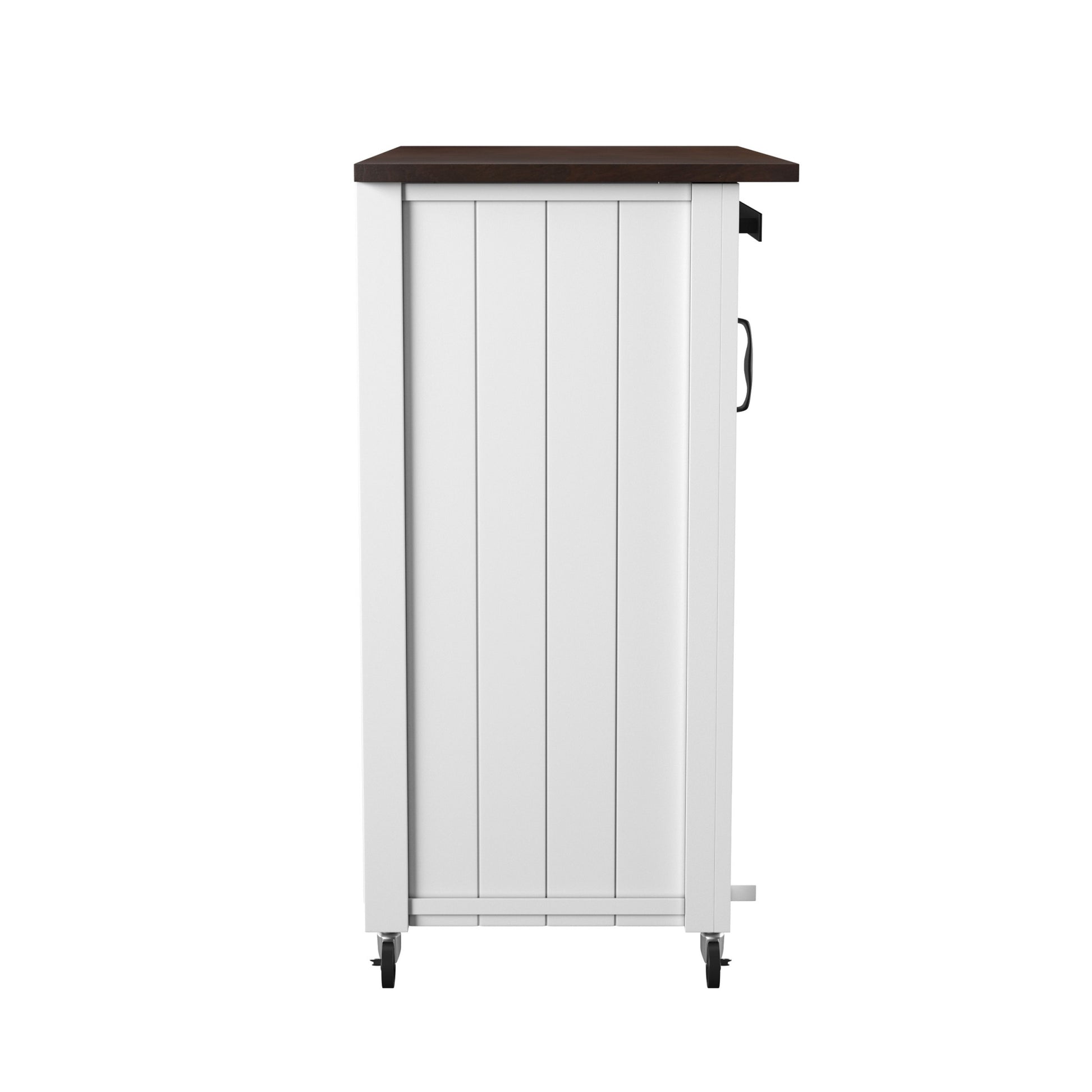 35" Dark Brown and White Wood Rolling Kitchen Cart-Kitchen Carts-Islands-DECOROLALA