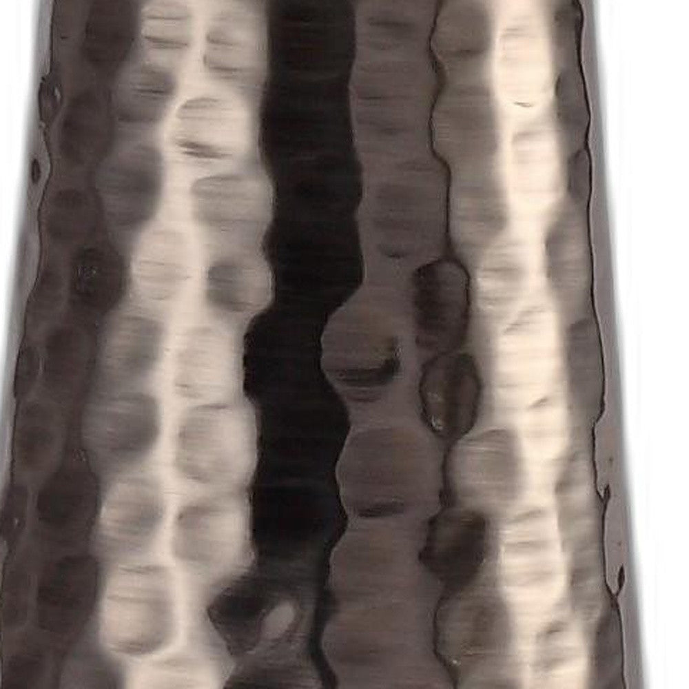 35" Distressed Brown Metal Table Lamp With White Empire Shade-Table Lamps-DECOROLALA