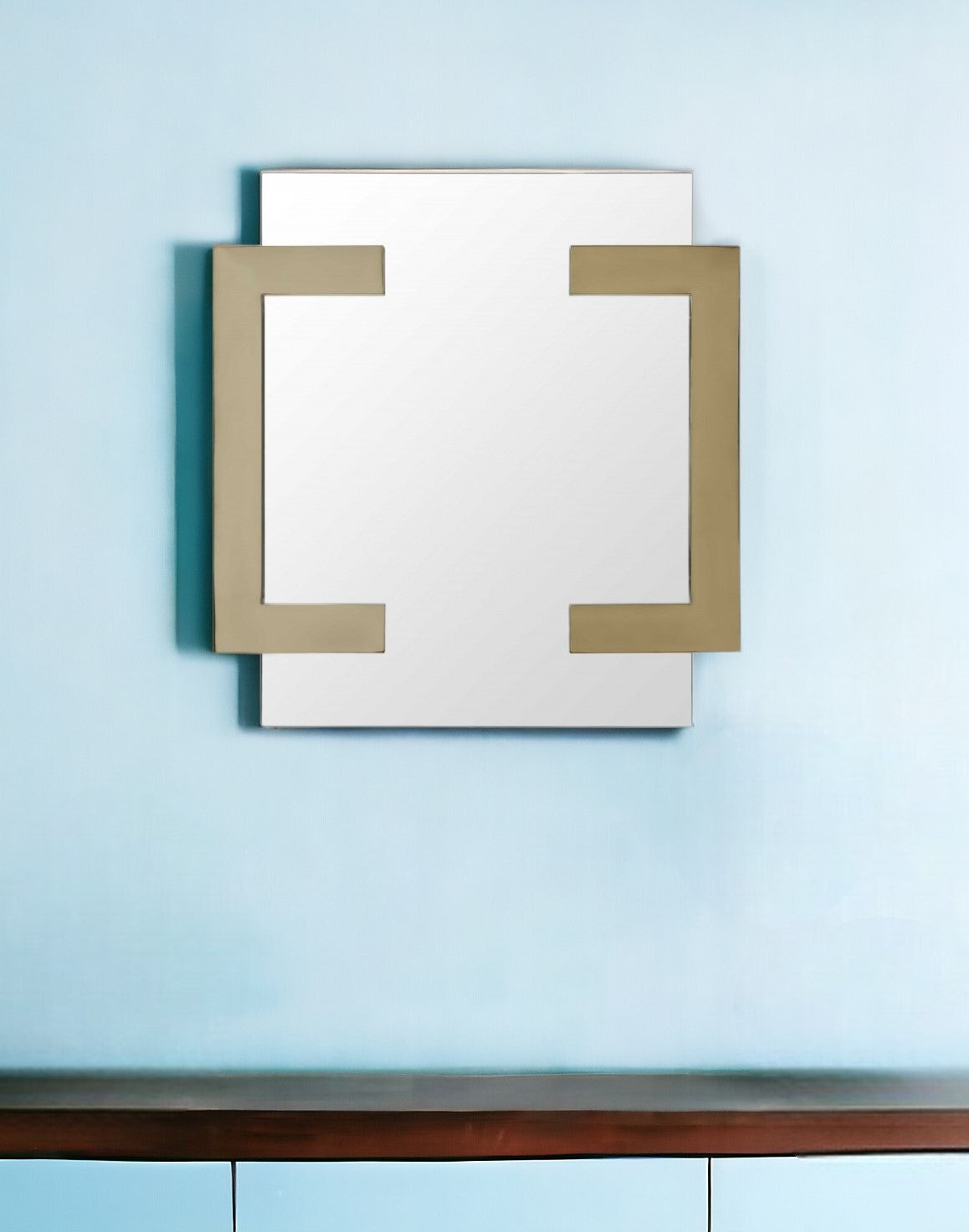 35" Gold Abstract Metal Framed Accent Mirror-Mirrors-DECOROLALA