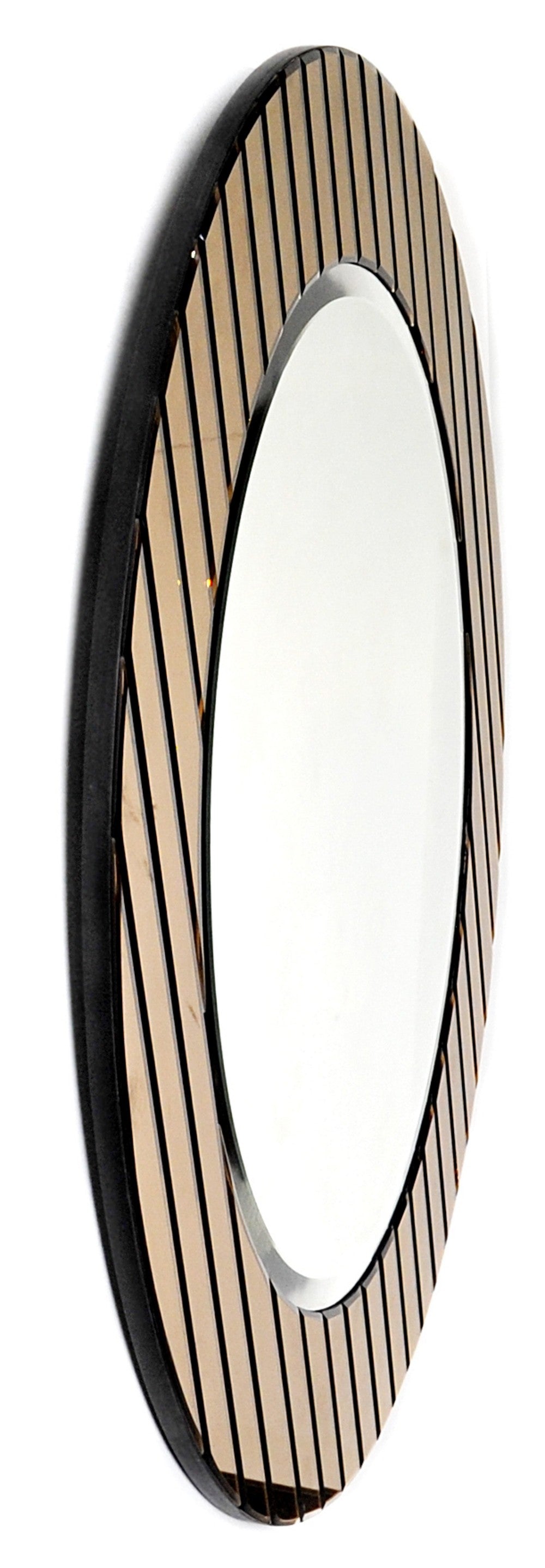 35" Gold Round Glass Framed Accent Mirror-Mirrors-DECOROLALA