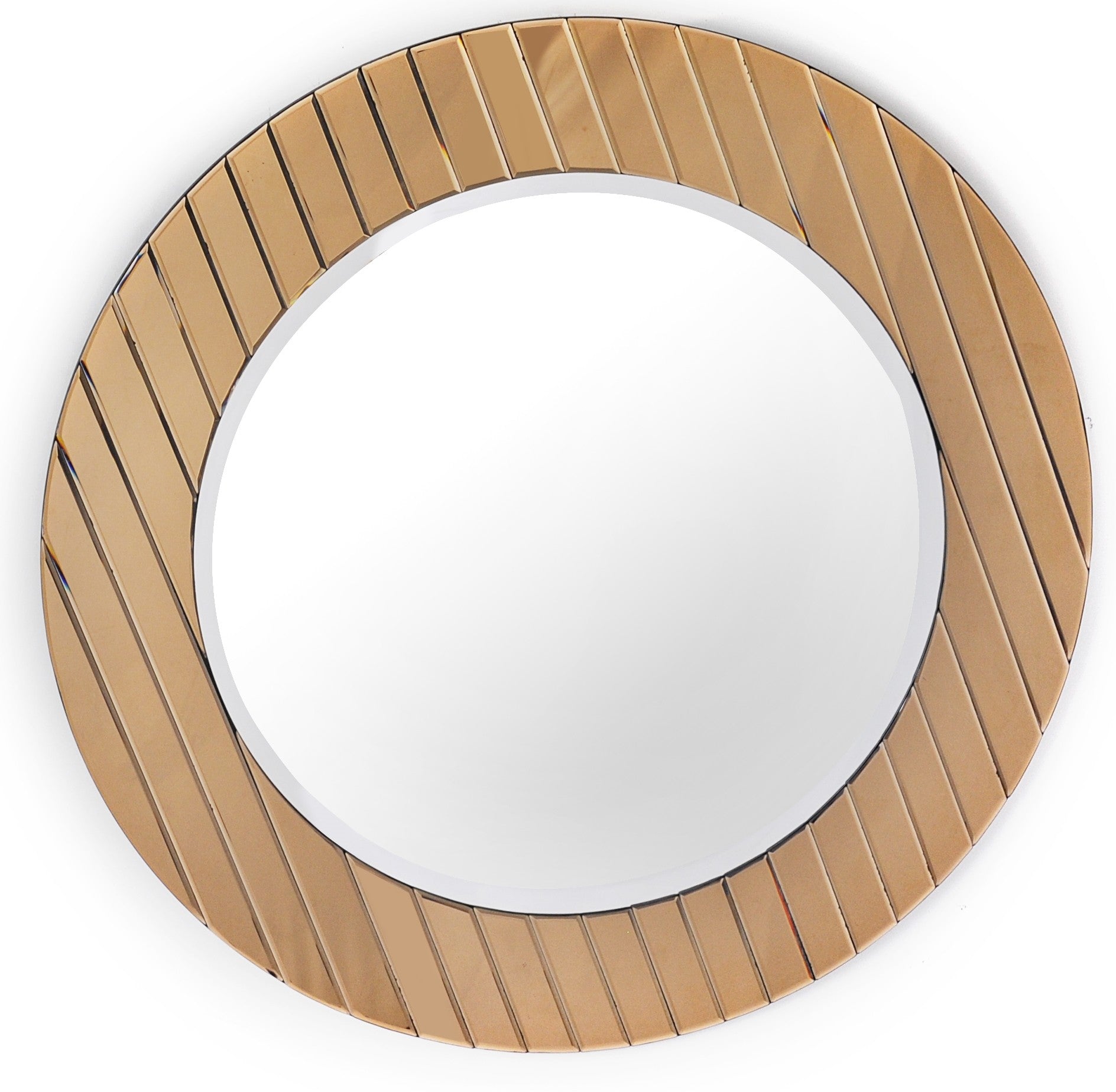 35" Gold Round Glass Framed Accent Mirror-Mirrors-DECOROLALA