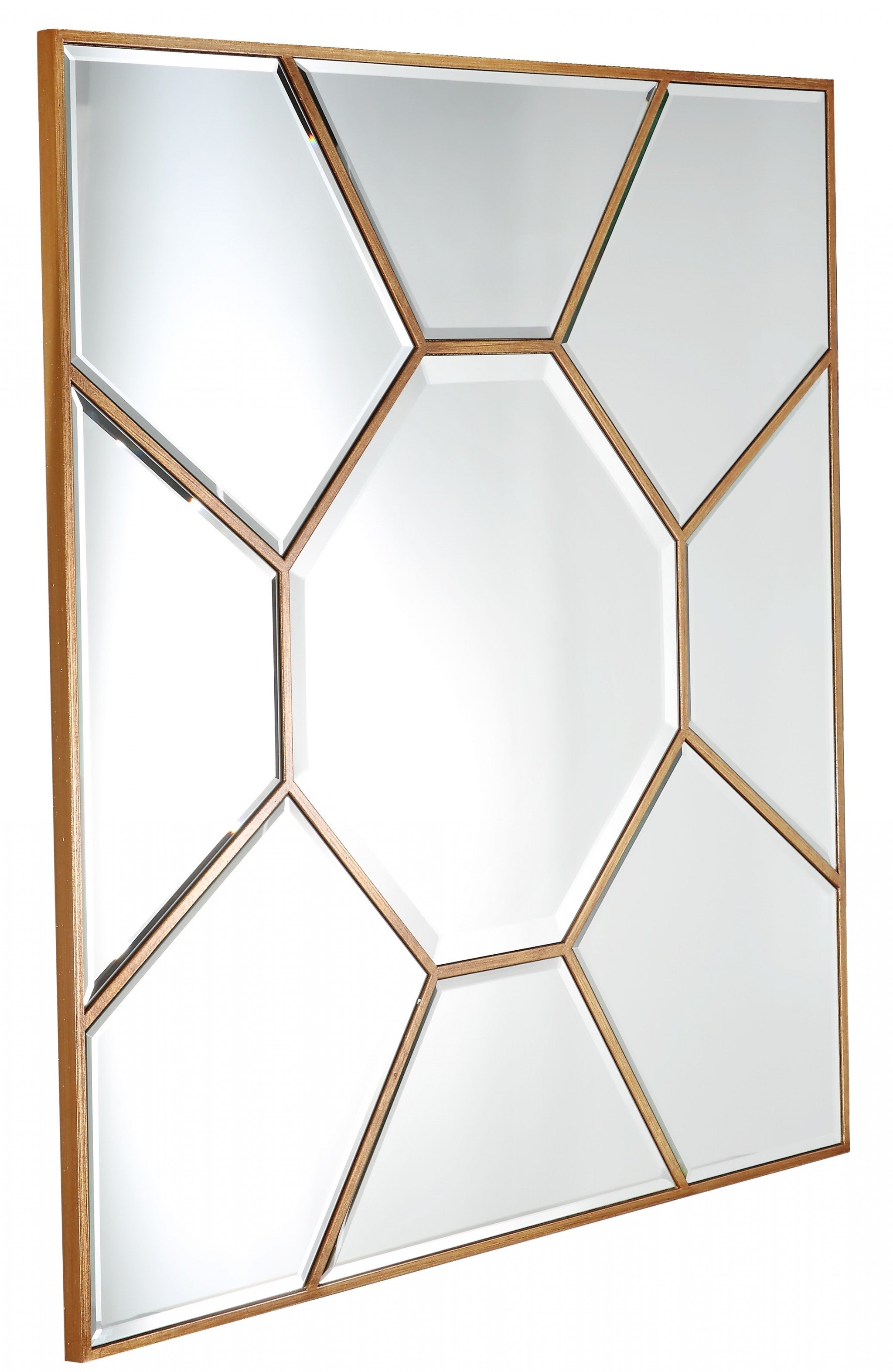 35" Gold Square Metal Framed Accent Mirror-Mirrors-DECOROLALA