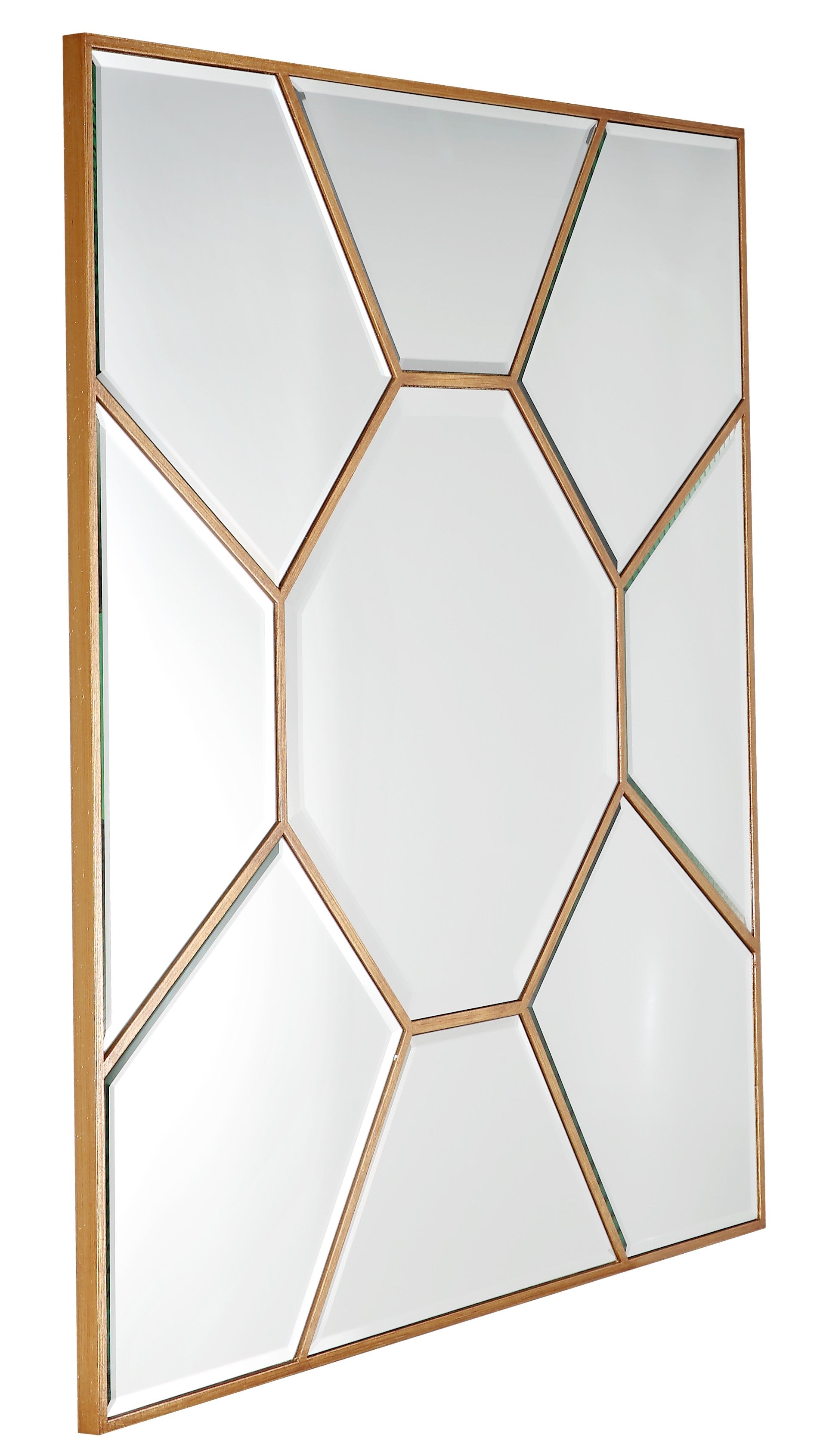 35" Gold Square Metal Framed Accent Mirror-Mirrors-DECOROLALA
