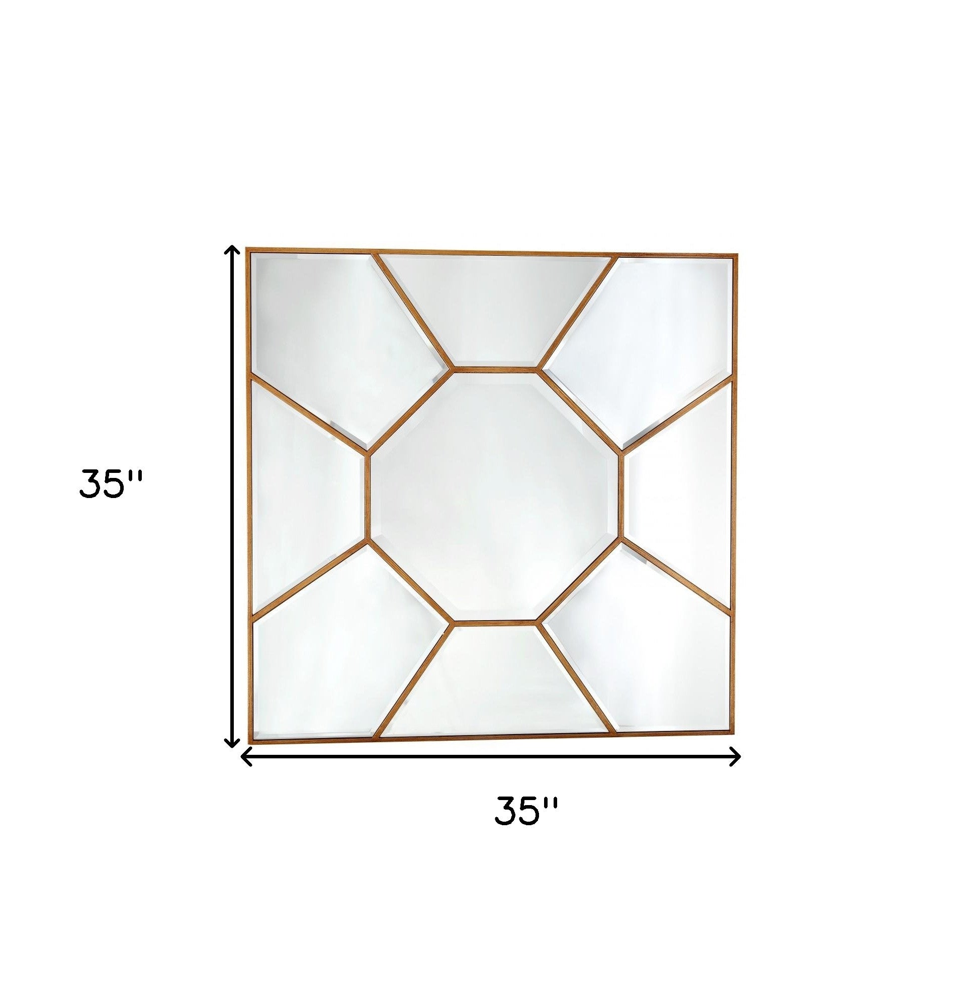 35" Gold Square Metal Framed Accent Mirror-Mirrors-DECOROLALA