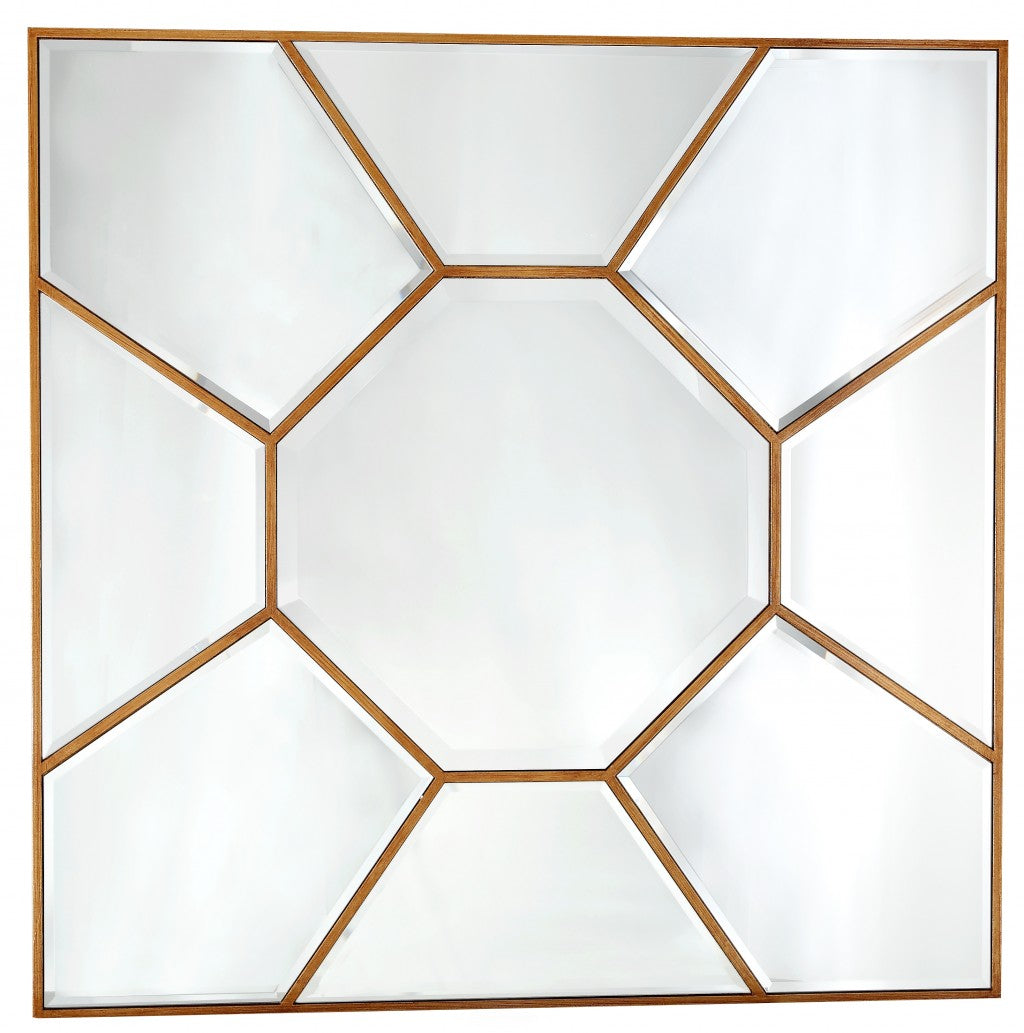 35" Gold Square Metal Framed Accent Mirror-Mirrors-DECOROLALA
