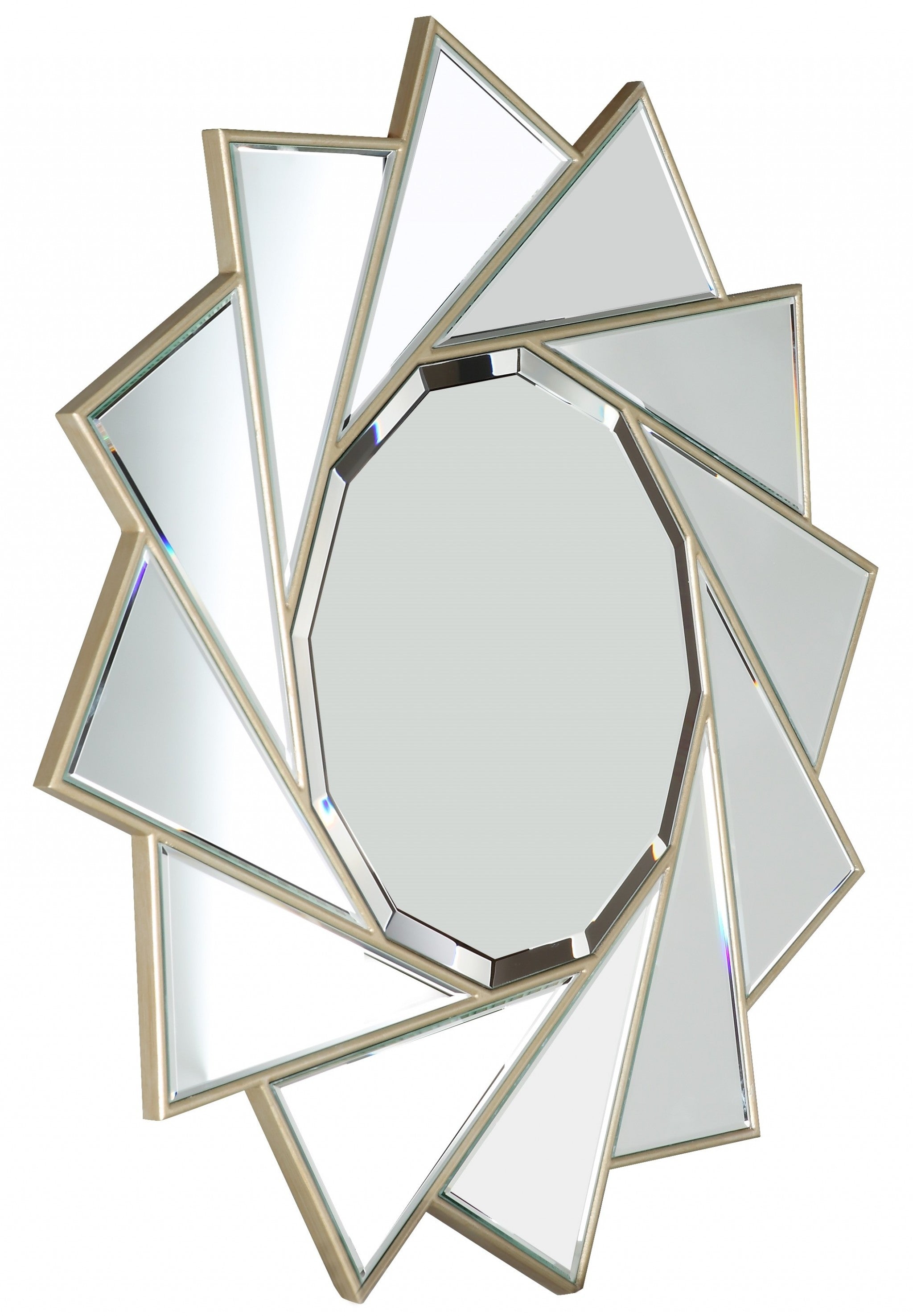35" Gold Sunburst Metal Framed Accent Mirror-Mirrors-DECOROLALA