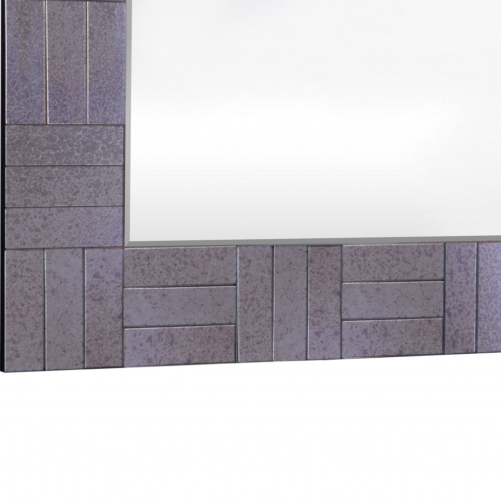 35" Gray Glass Framed Accent Mirror-Mirrors-DECOROLALA