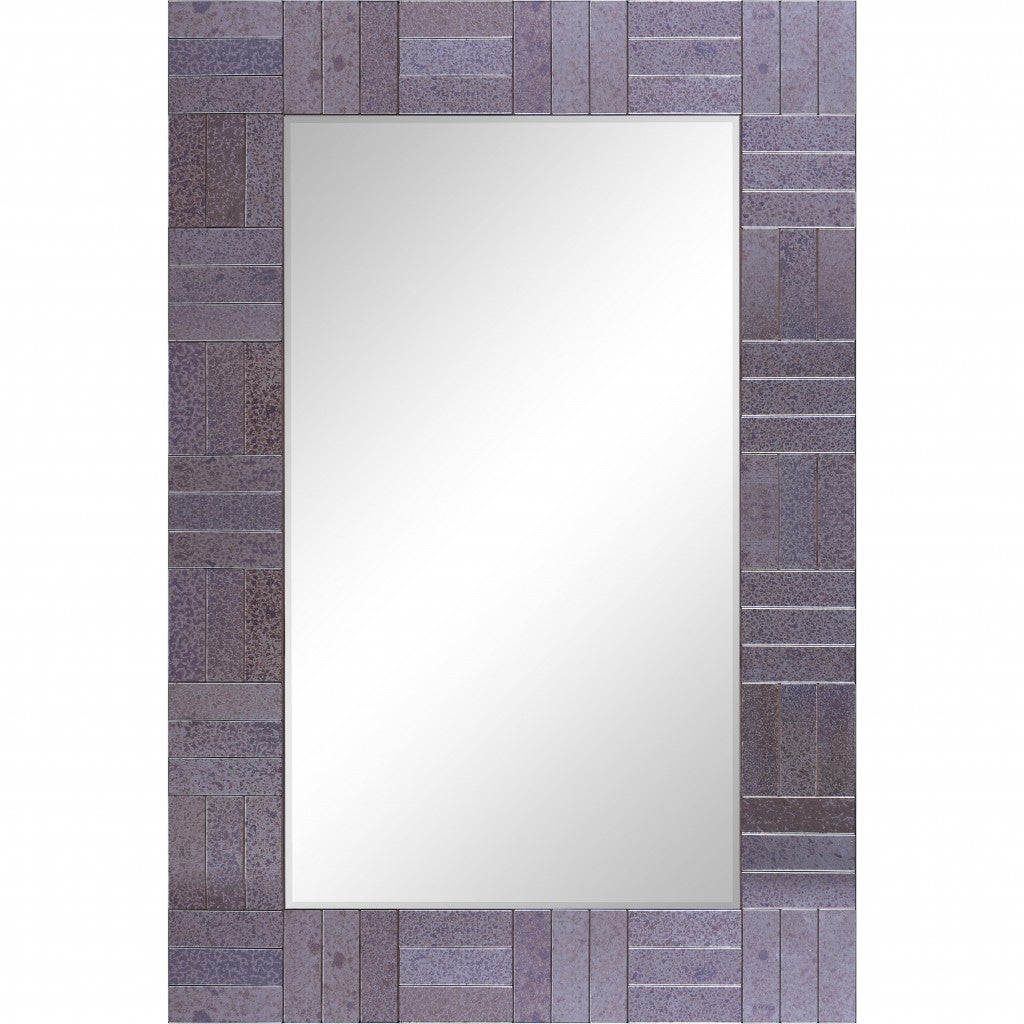 35" Gray Glass Framed Accent Mirror-Mirrors-DECOROLALA