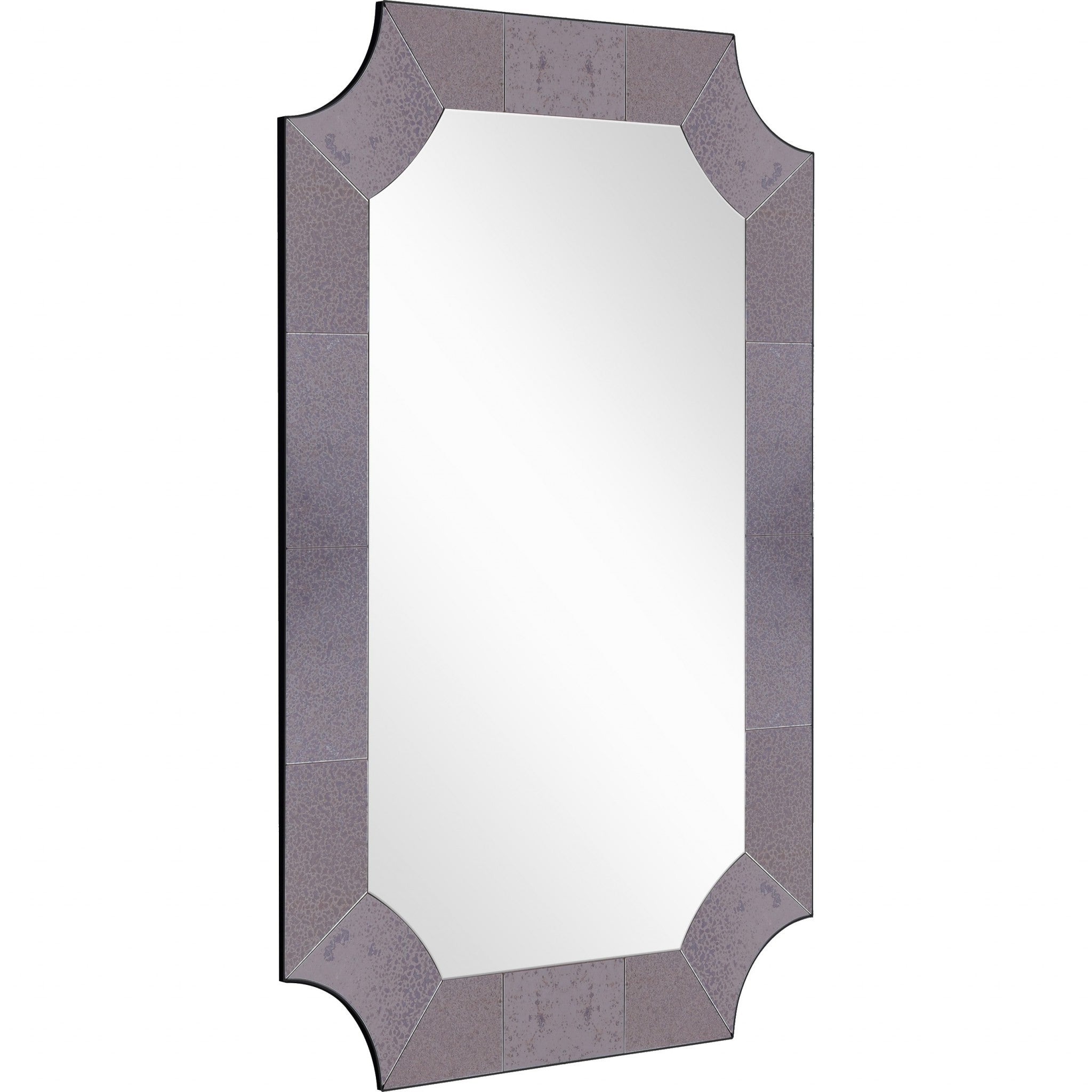 35" Gray Novelty Glass Framed Accent Mirror-Mirrors-DECOROLALA