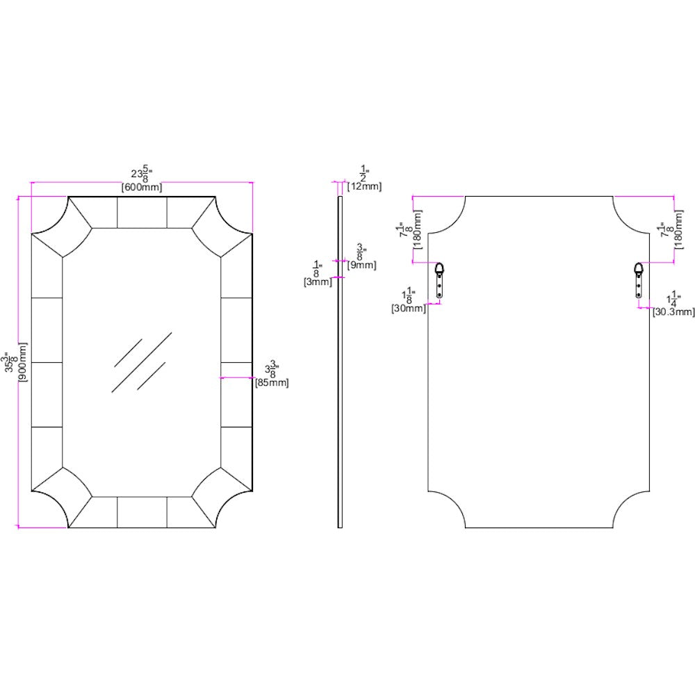 35" Gray Novelty Glass Framed Accent Mirror-Mirrors-DECOROLALA