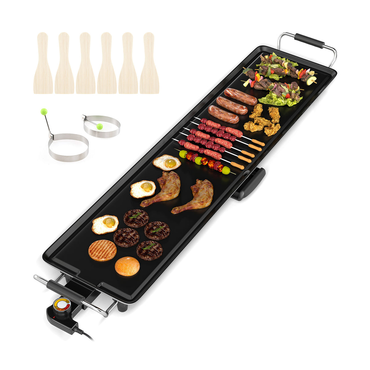 35 Inch Extra Large Electric Griddle with Adjustable Temperature Thermostats and Drip Tray-Cookware & Bakeware-DECOROLALA