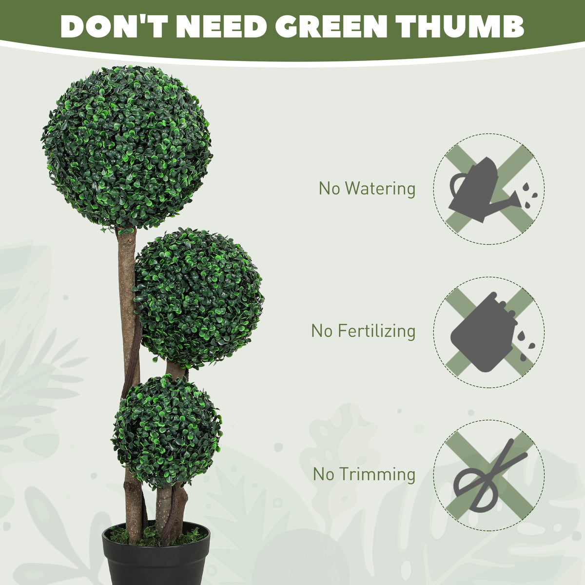 35 Inch Potted Fake Plant Set of 2, Artificial Boxwood Topiary Tree, Triple Ball Tree for Indoor and Outdoor, Green-Artificial Trees-DECOROLALA