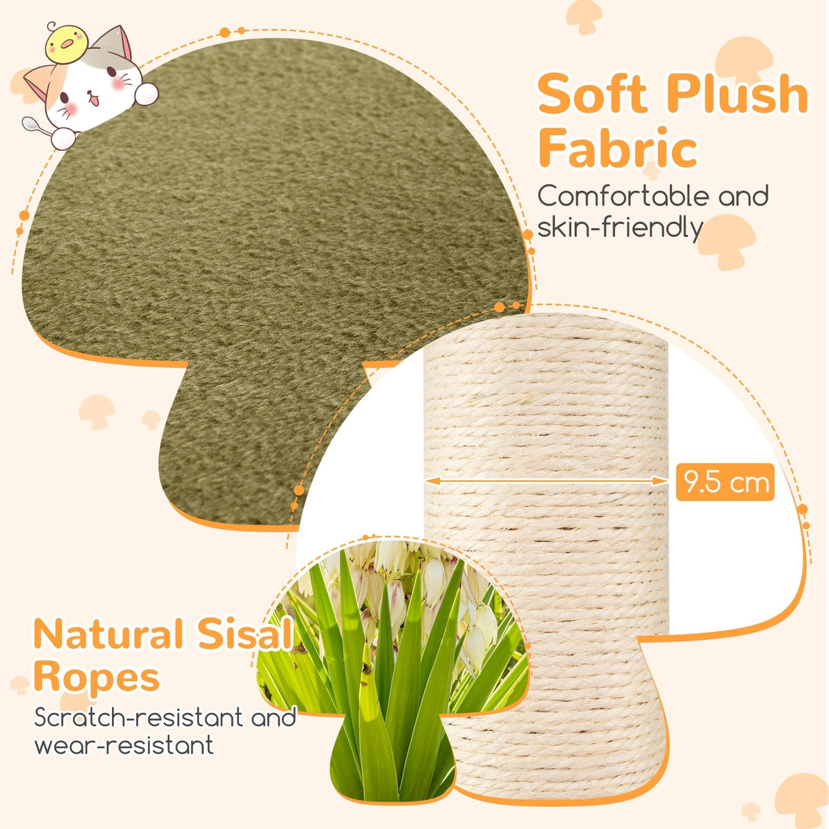 35 Inch Tall Cat Tower with Sisal Scratching Posts Cat Condo and Padded Platforms-Multicolor-Cat Trees & Scratchers-DECOROLALA