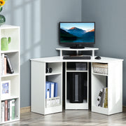 35" L-Shaped Computer Desk with Monitor Stand - White-Computer Desks-DECOROLALA