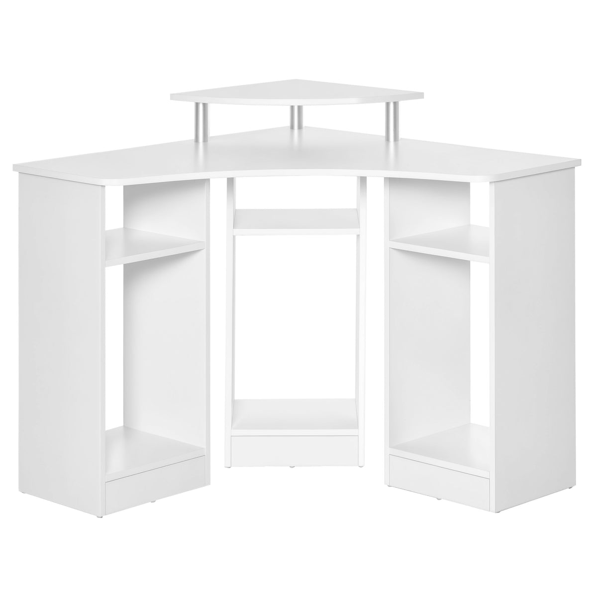 35" L-Shaped Computer Desk with Monitor Stand - White-Office Products > Office Furniture > Office Desks & Work Stations > Computer Desks-DECOROLALA