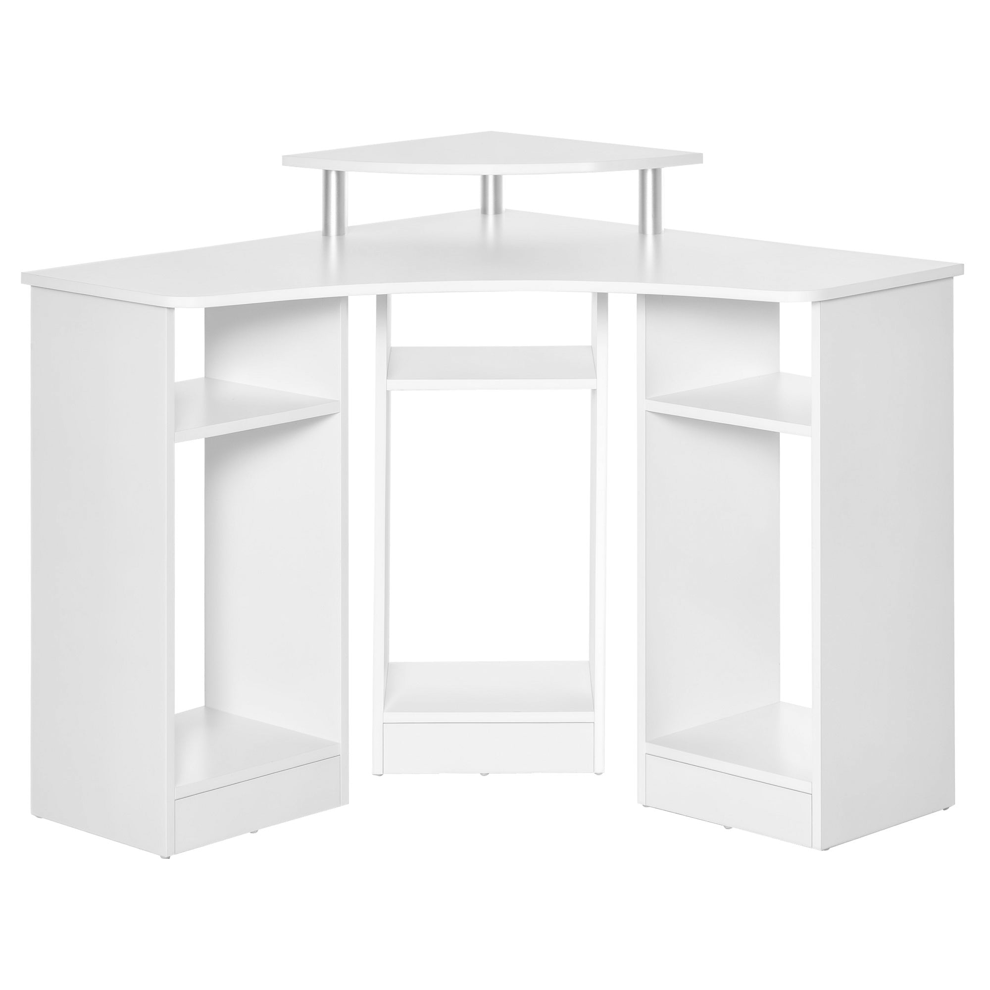 35" L-Shaped Computer Desk with Monitor Stand - White-Office Products > Office Furniture > Office Desks & Work Stations > Computer Desks-DECOROLALA