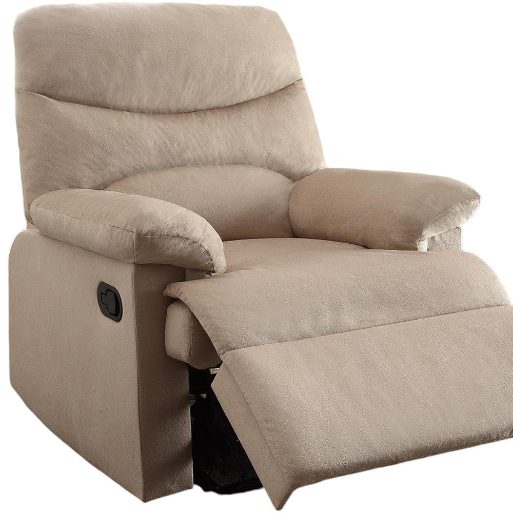 35" Light Brown Microfiber Manual Recliner-Recliners-DECOROLALA