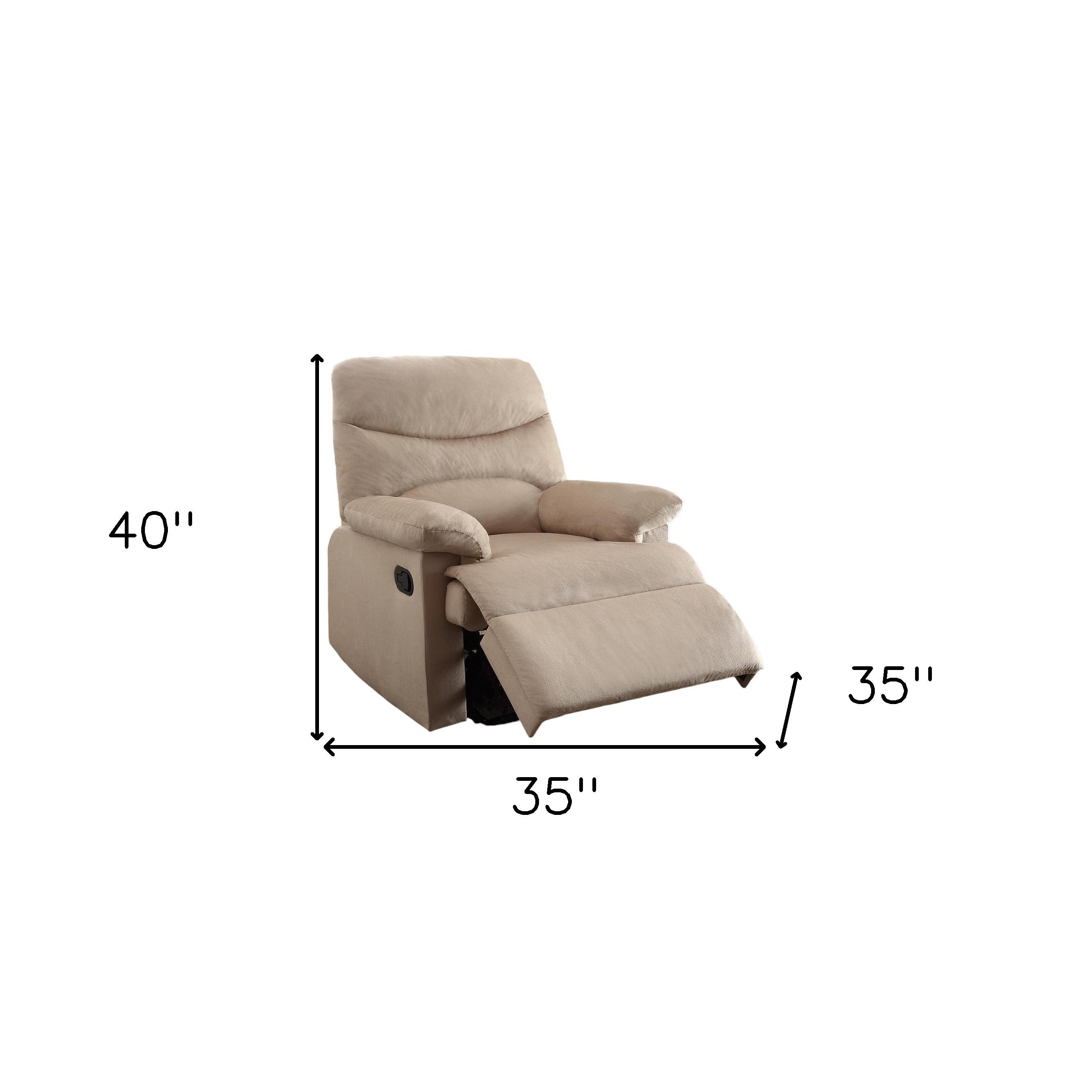 35" Light Brown Microfiber Manual Recliner-Recliners-DECOROLALA