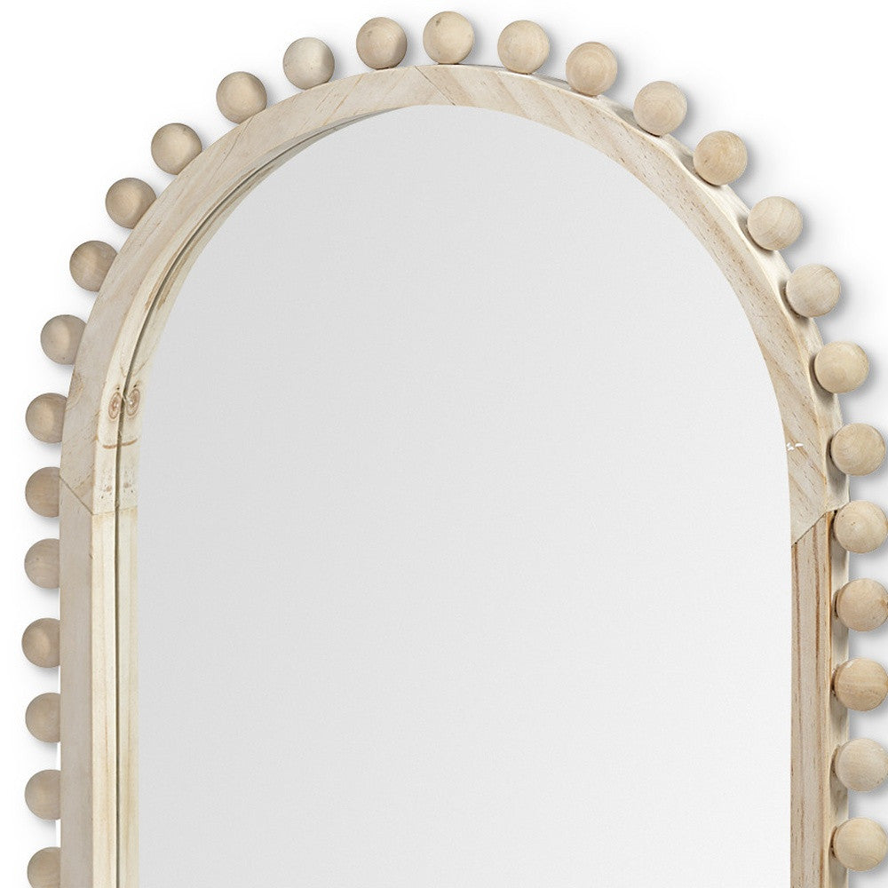 35" Natural Arch Wood Framed Accent Mirror-Mirrors-DECOROLALA