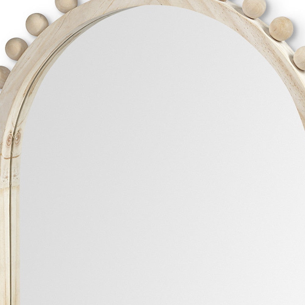 35" Natural Arch Wood Framed Accent Mirror-Mirrors-DECOROLALA